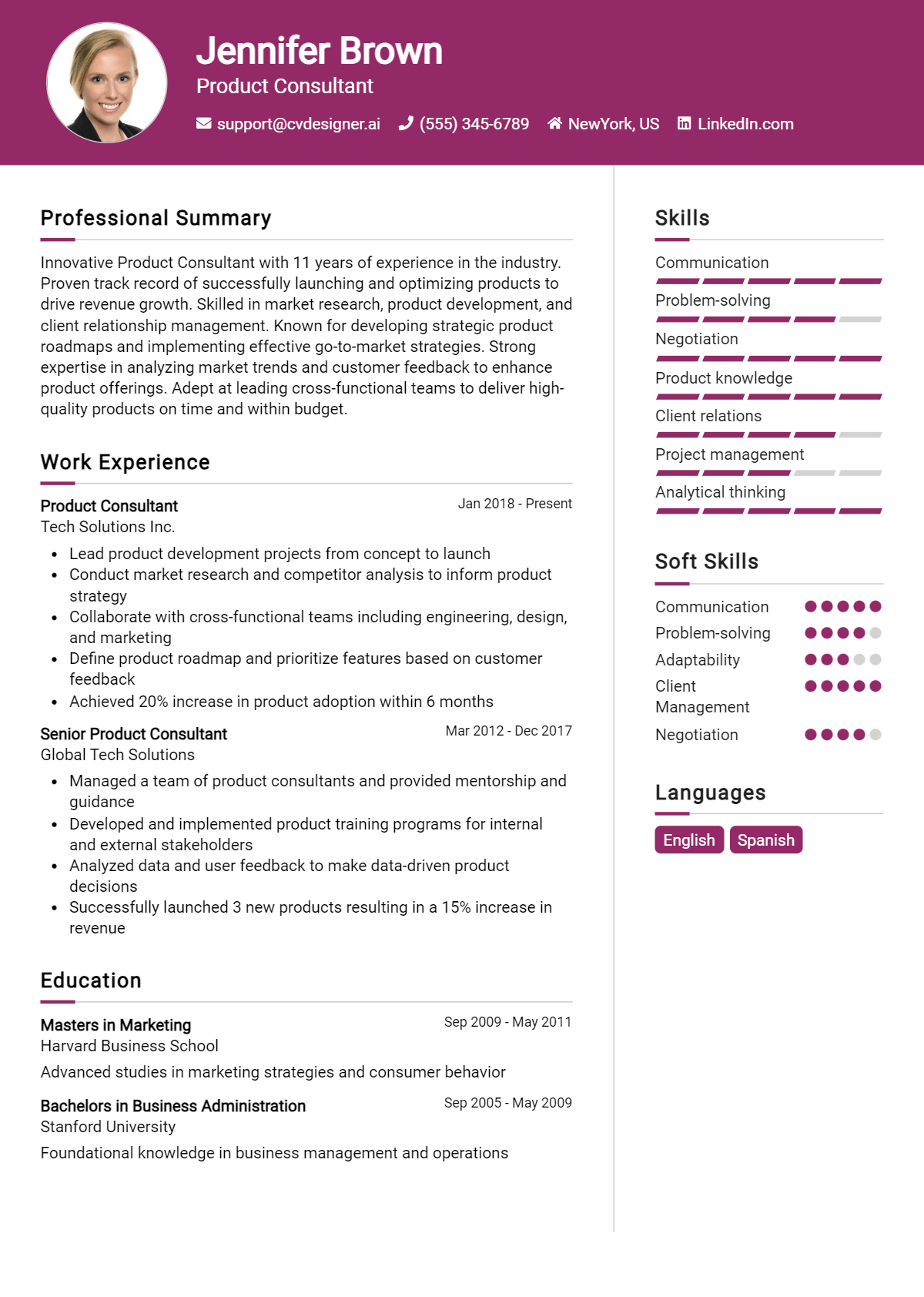 Product Consultant Resume Example for 2026: Downloadable Templates Preview