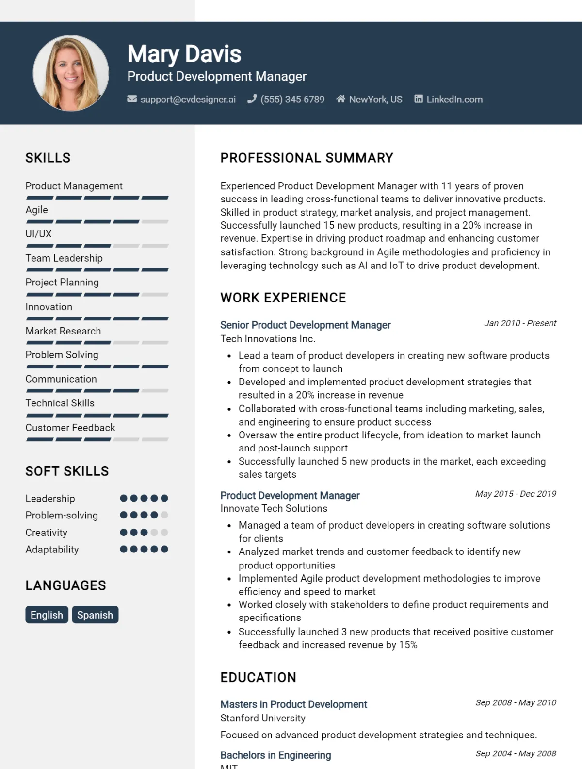 Product Development Manager CV Example For 2026: Best Formatting Tips Preview