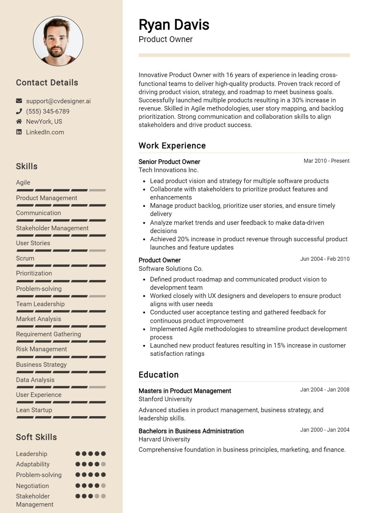 Product Owner Resume Example for 2026: Top CV Skills Preview