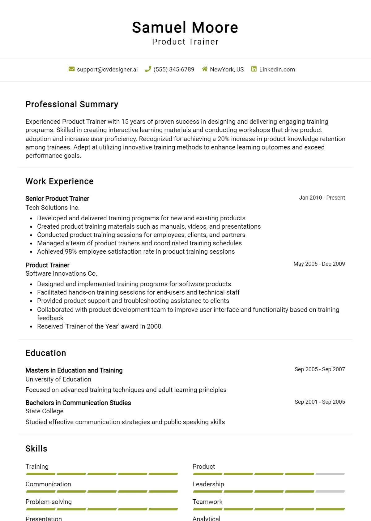 Product Trainer Resume Example for 2026: Effective Tips Preview