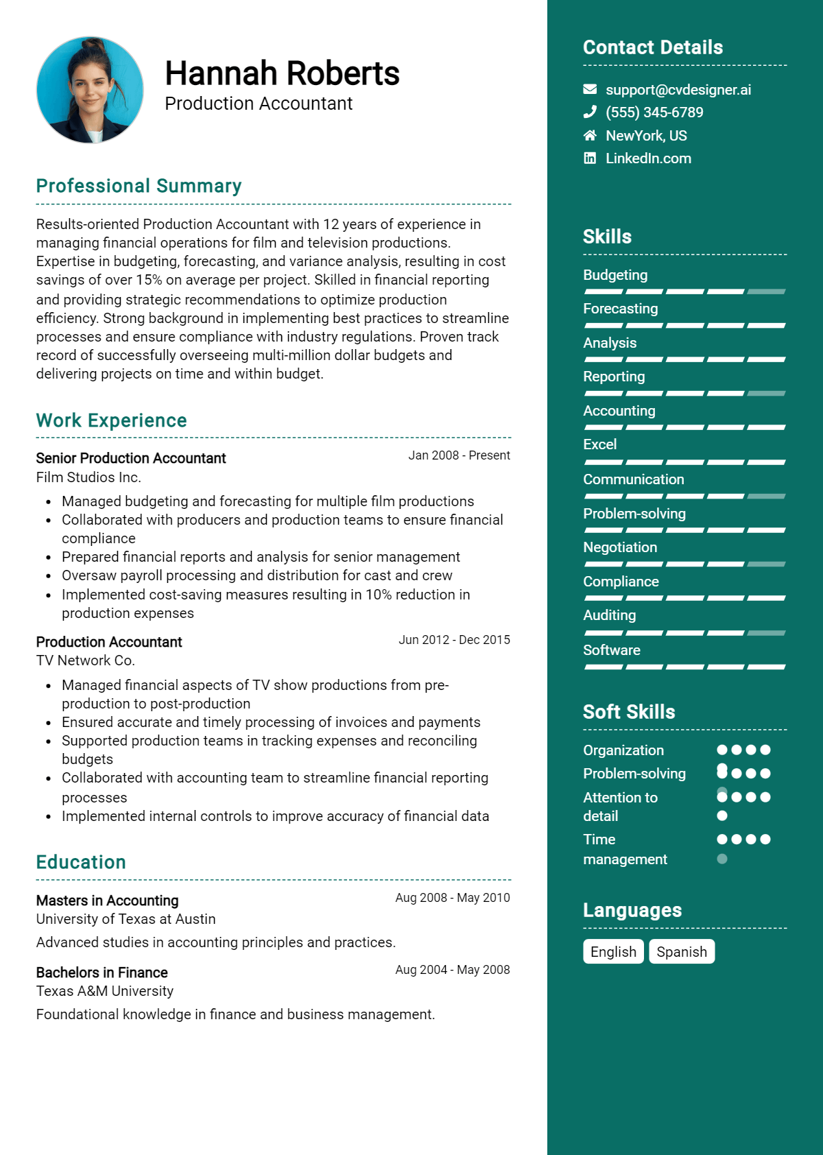 19 Production Accountant Resume Examples And Templates for 2026 Preview