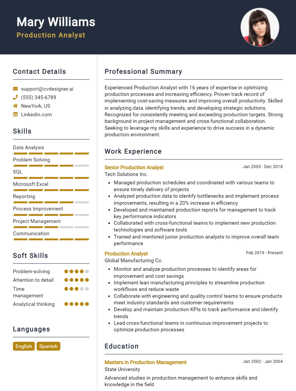 Production Analyst CV Example For 2026: Strategies & Templates Preview
