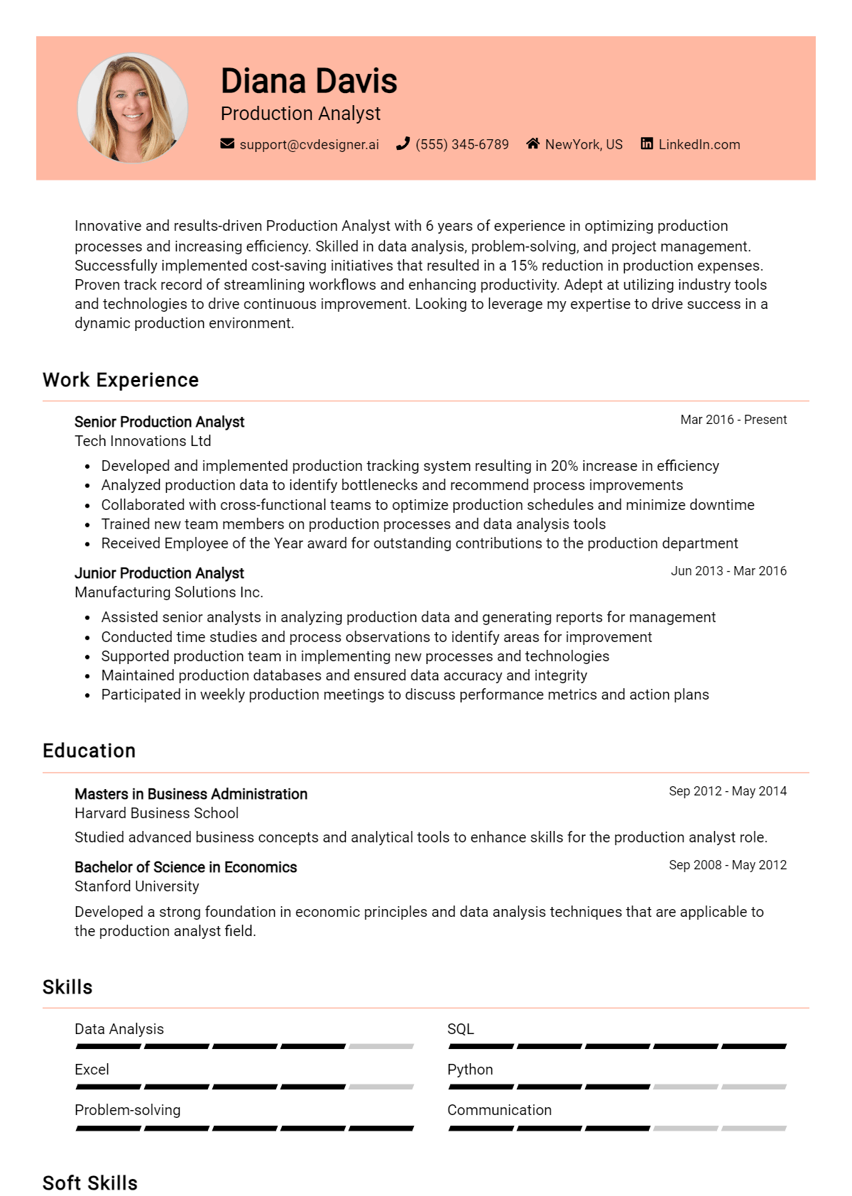 Production Analyst Resume Example for 2026: How to Create a Professional CV Preview