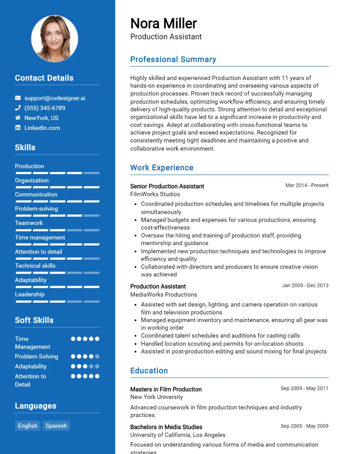 Production Assistant CV Example For 2026: Tips & Templates Preview