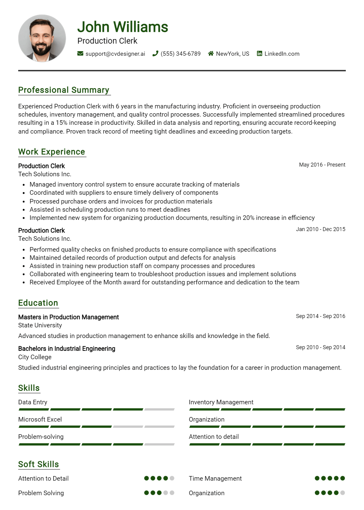 Production Clerk Resume Example for 2026: Proven Tips & Templates Preview
