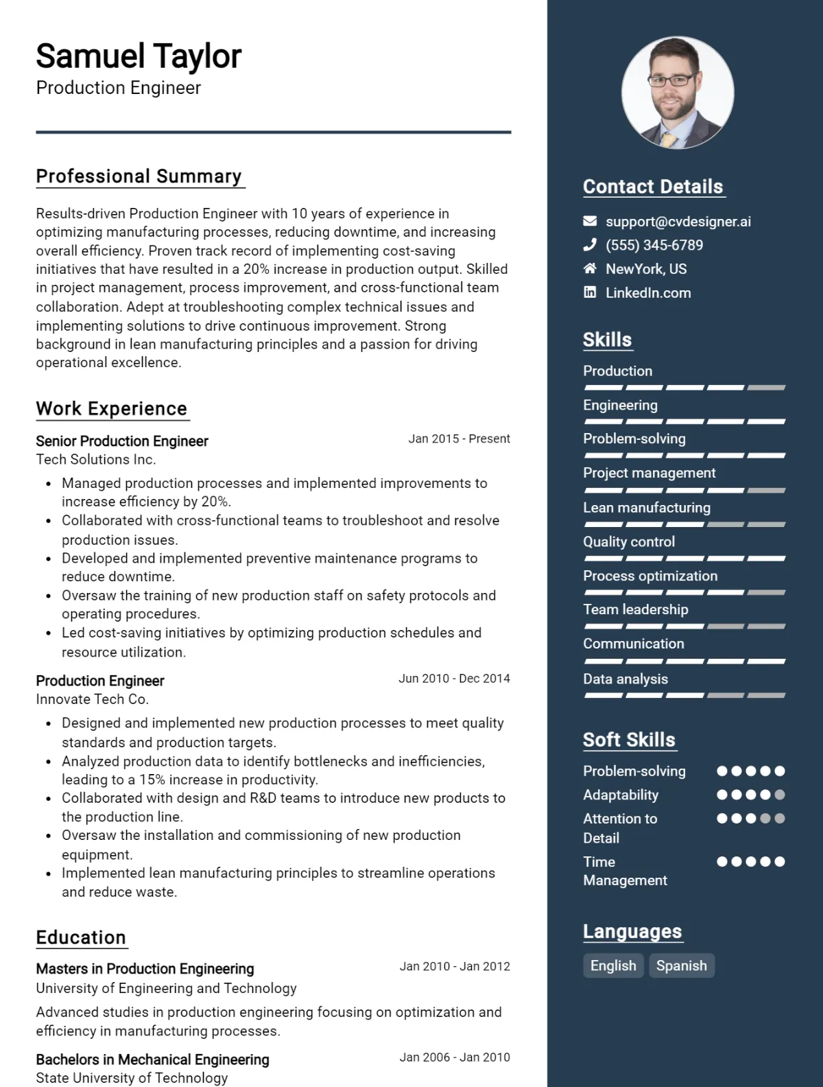 Production Engineer CV Example For 2026: Top Tips & Samples Preview