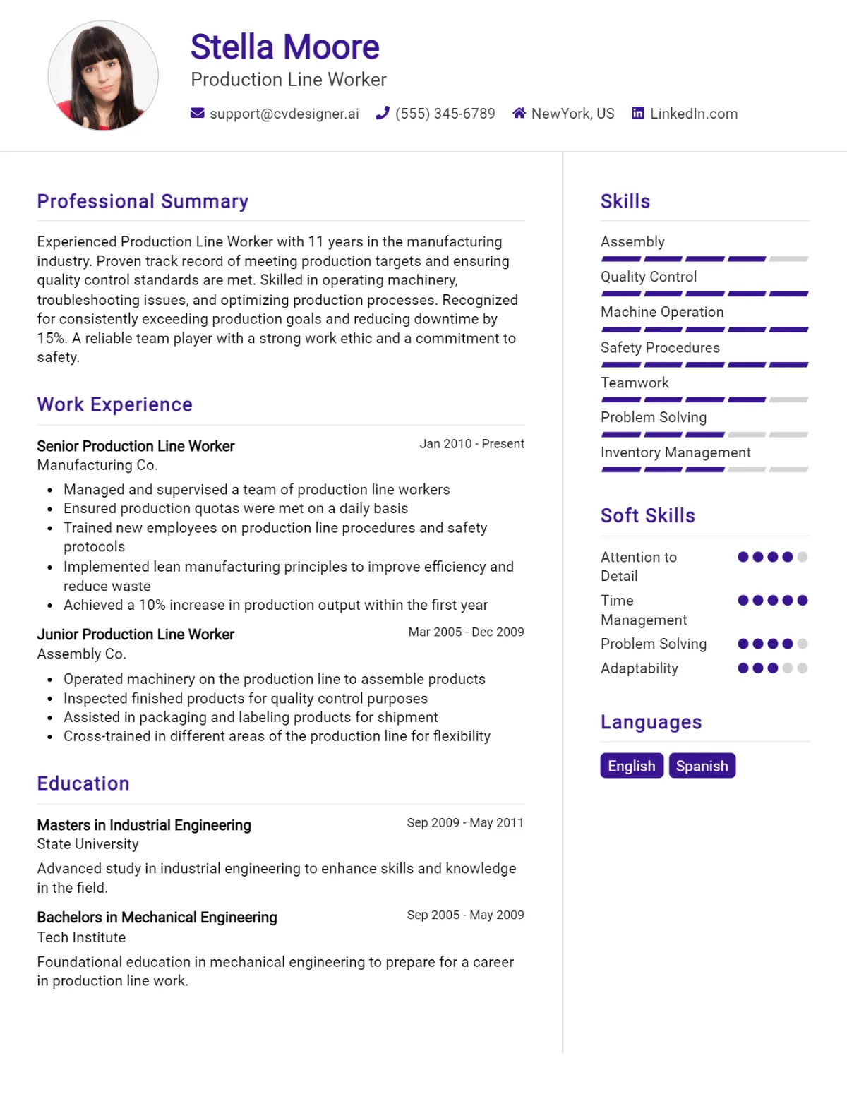 Production Line Worker CV Example For 2026: Best Tips & Templates Preview