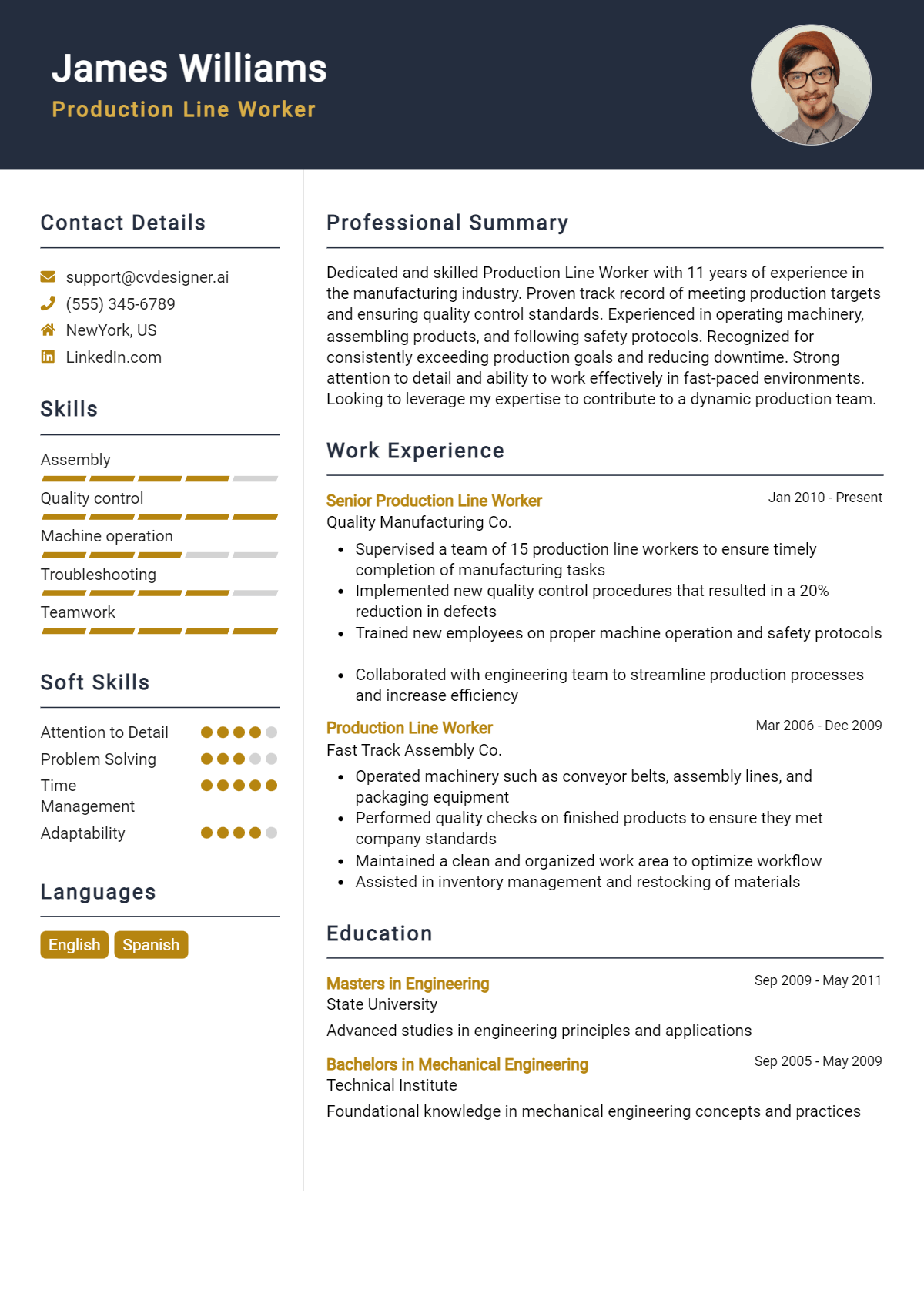 Production Line Worker Resume Example for 2026: Tips to Stand Out Preview