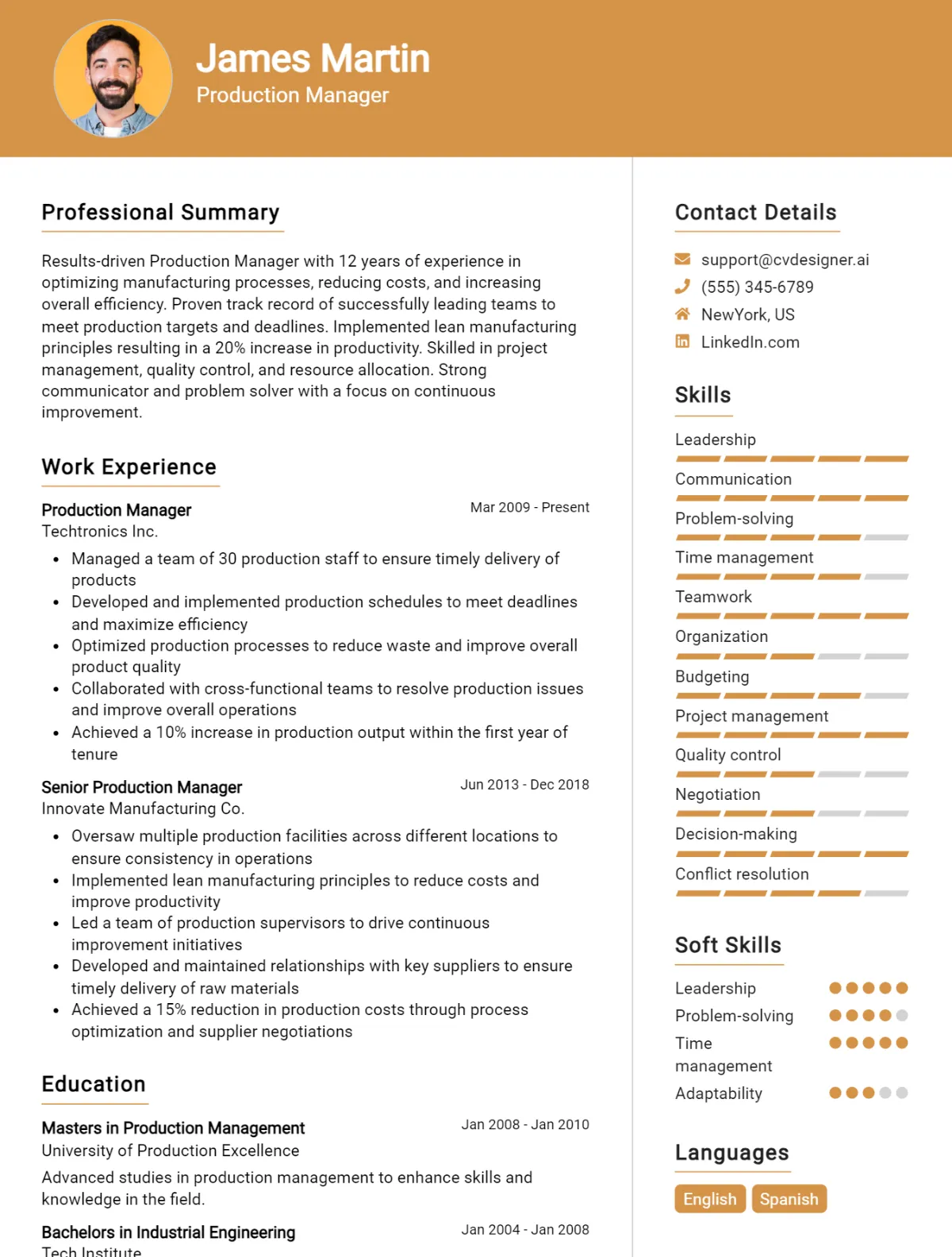 12 Production Manager CV Examples And Free Templates For 2026 Preview