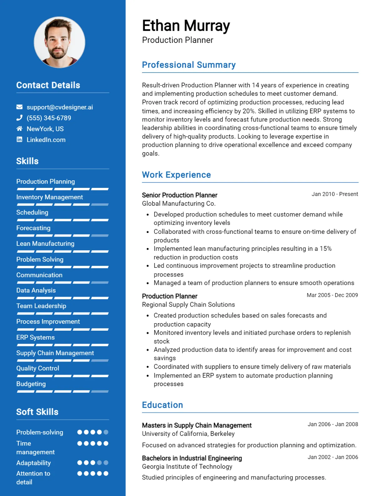 Production Planner CV Example For 2026: Best Formatting Tips Preview