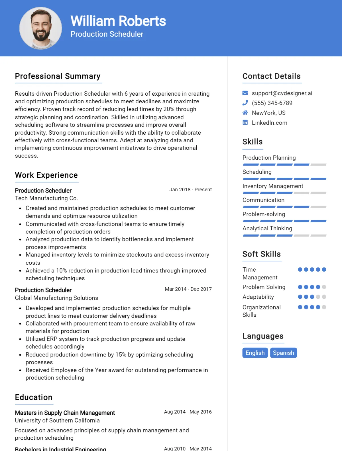 Production Scheduler CV Example For 2026: Best Tips & Templates Preview