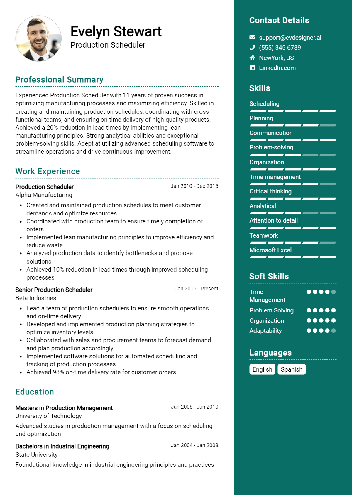 Production Scheduler Resume Example for 2026: How to Create a Professional CV Preview