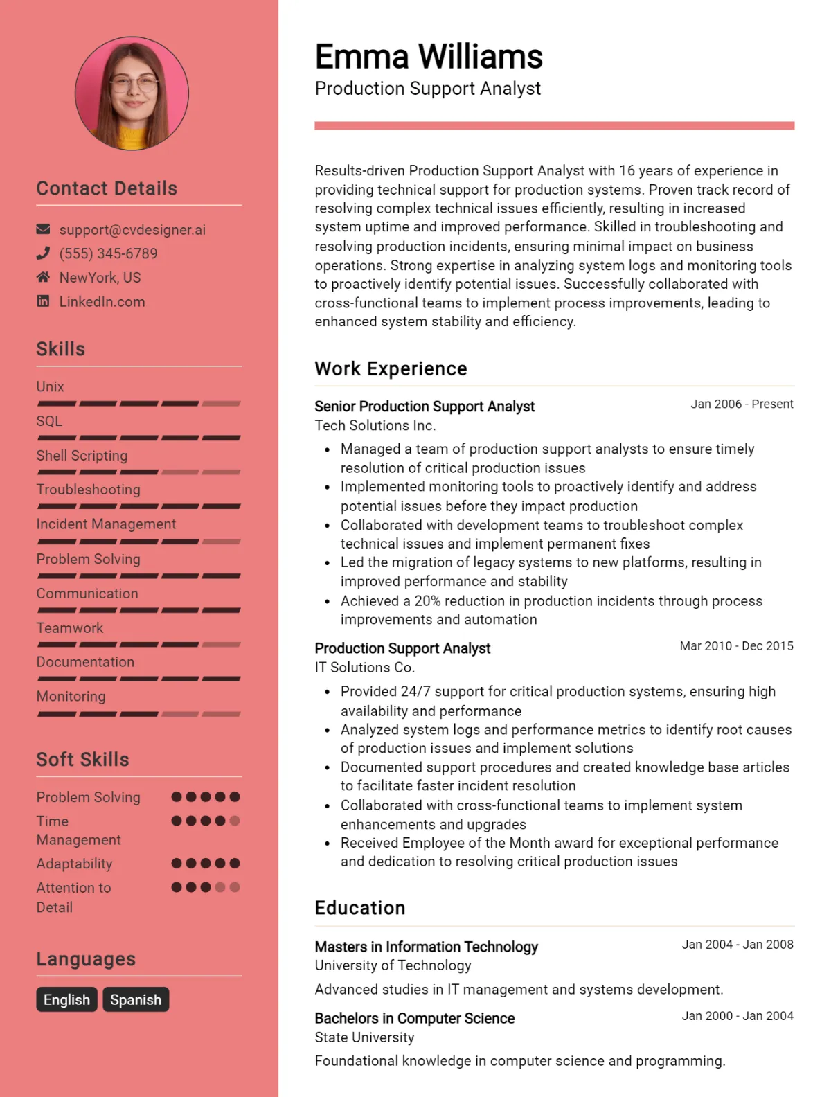 Production Support Analyst CV Example For 2026: Top Tips & Samples Preview