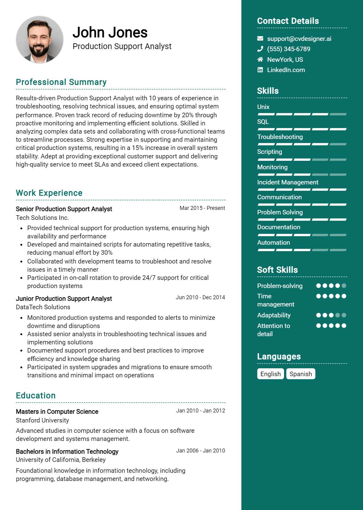 14 Production Support Analyst Resume Examples And Templates for 2026 Preview