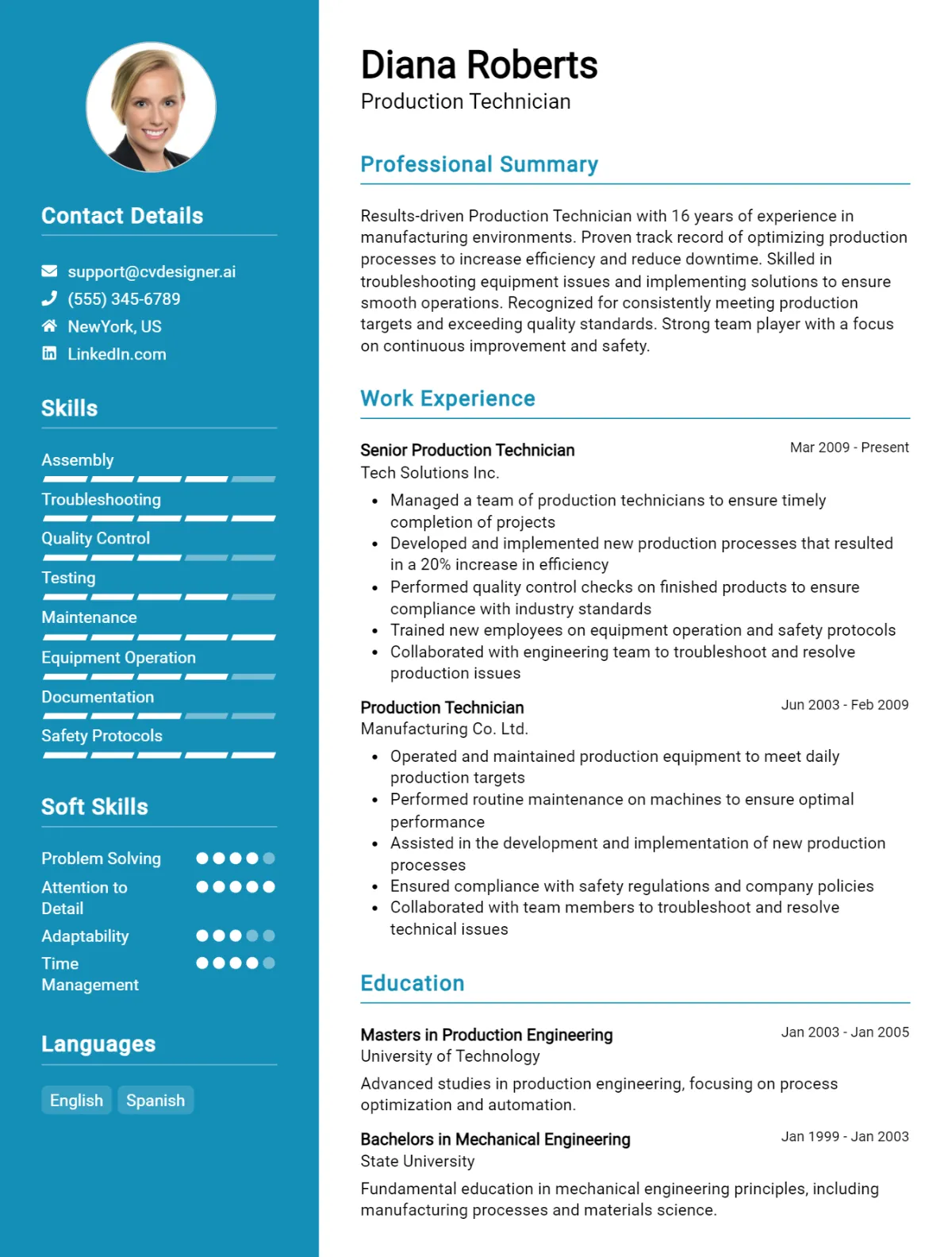 Production Technician CV Example For 2026: Top Tips & Samples Preview