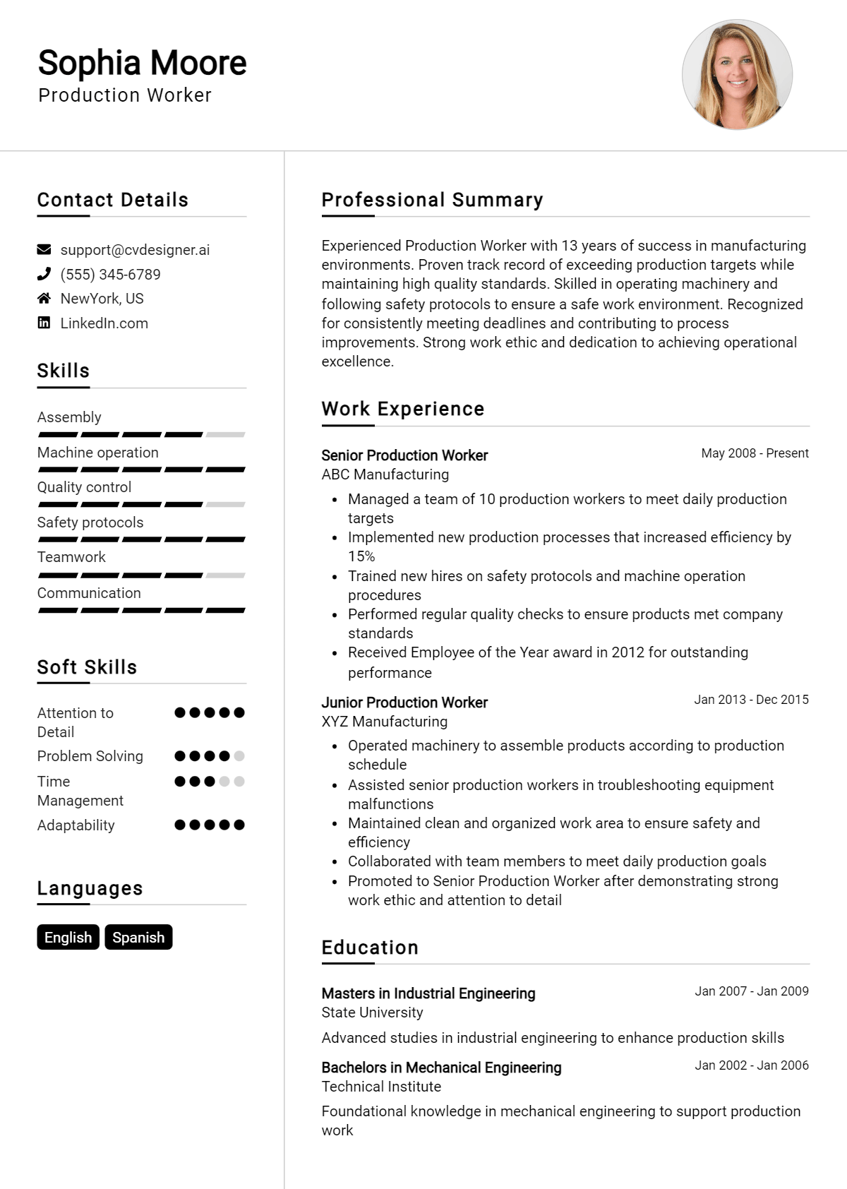 Production Worker Resume Example for 2026: Tips & Templates Preview