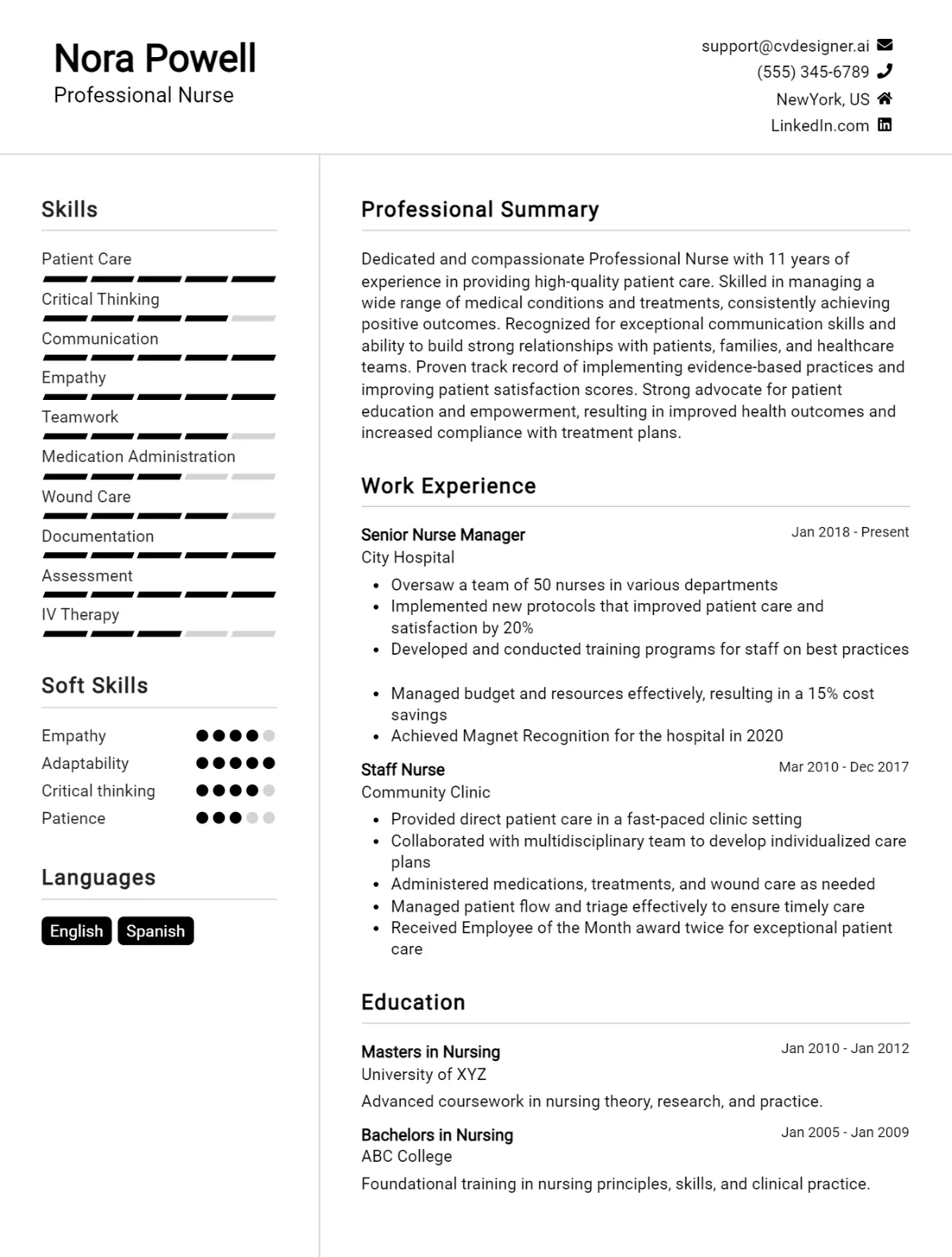 26 Professional Nurse CV Examples For 2026: Free Professional Templates Preview