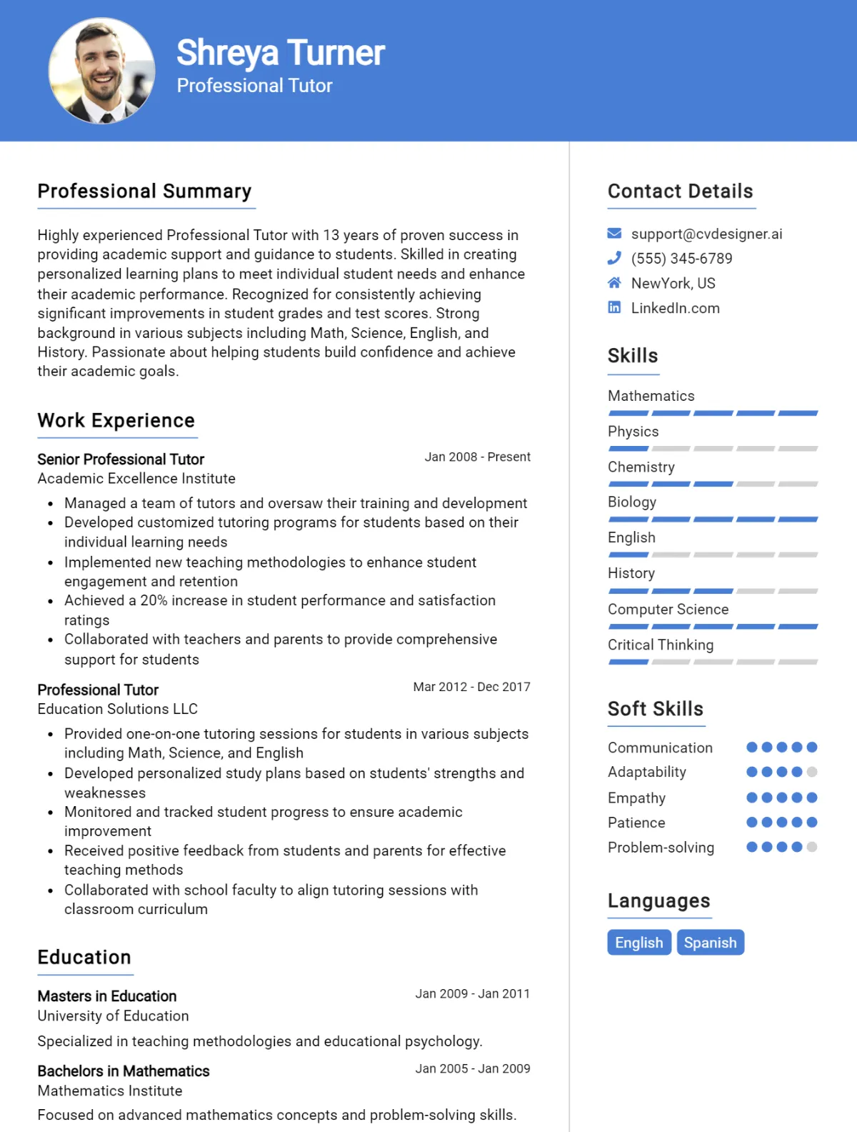 10 Professional Tutor CV Examples And Templates For 2026 Preview