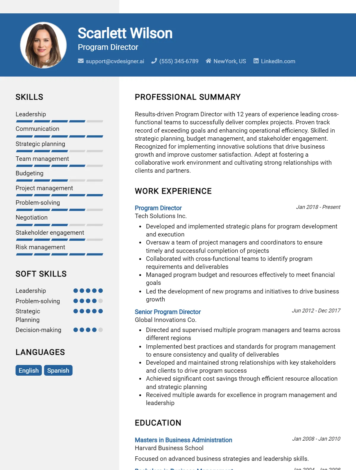 Program Director CV Example For 2026: Ultimate Guide Preview
