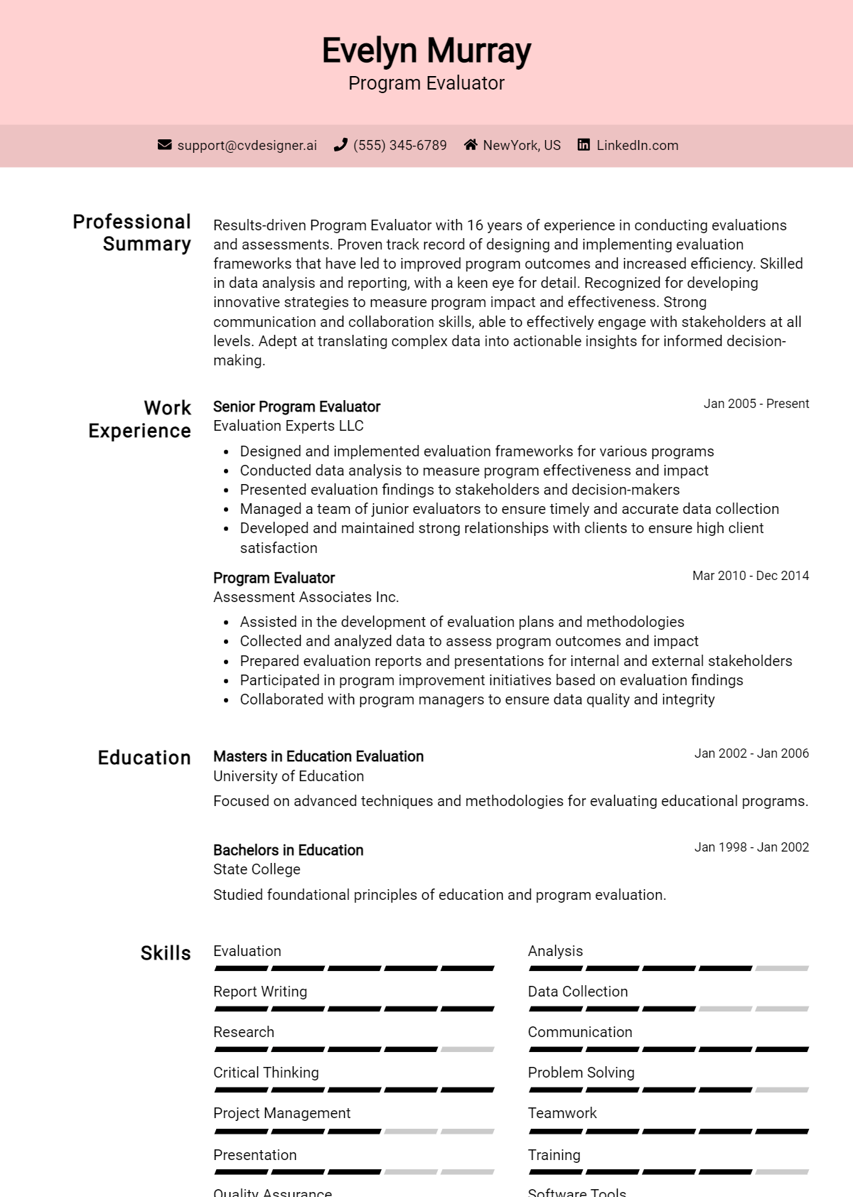 Program Evaluator Resume Example for 2026: Samples & Best Practices Preview