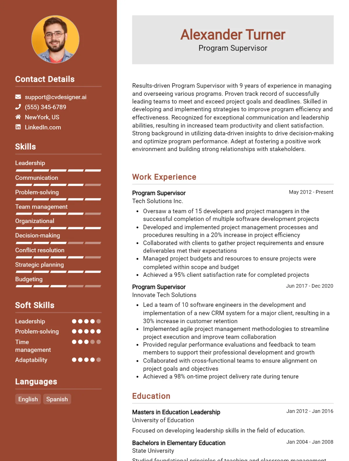 Program Supervisor CV Example For 2026: Best Tips & Templates Preview