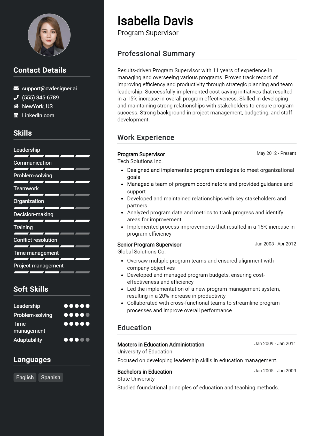 Program Supervisor Resume Example for 2026: Downloadable Templates Preview
