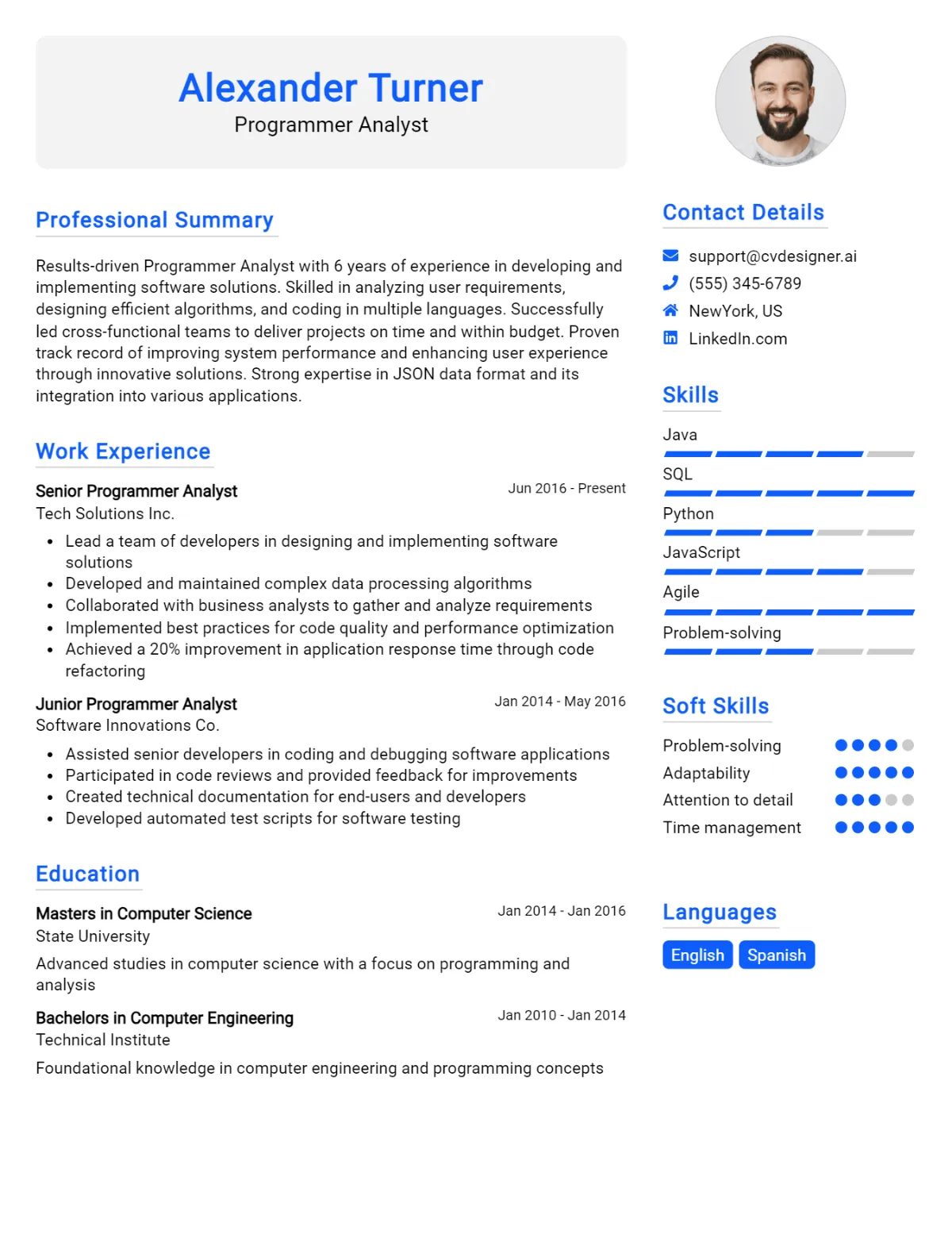 Programmer Analyst CV Example For 2026: Ultimate Guide Preview