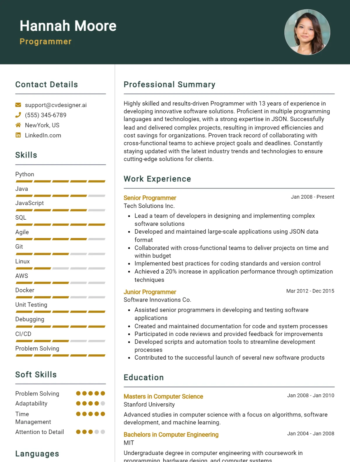Programmer CV Example For 2026: Effective CV Writing Tips Preview