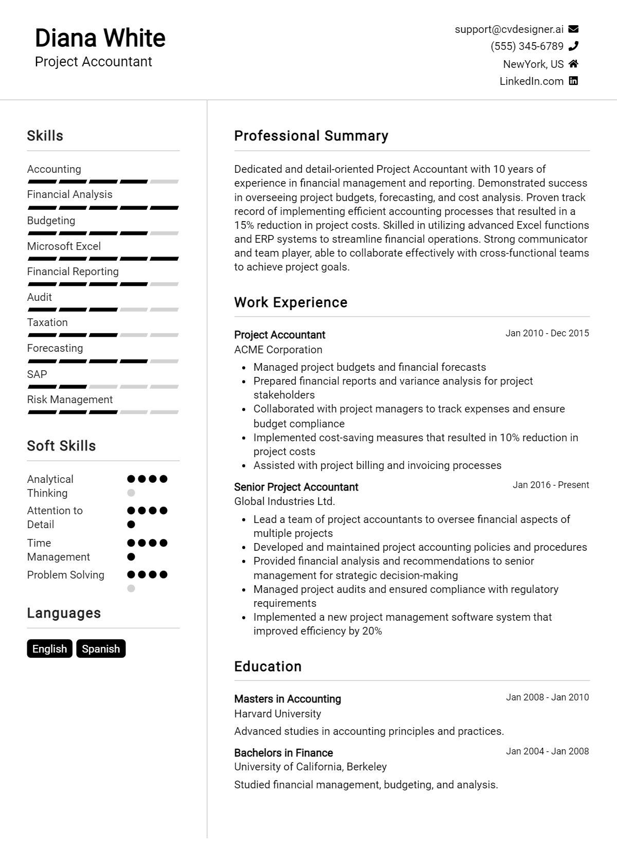 16 Project Accountant Resume Examples And Templates for 2026 Preview