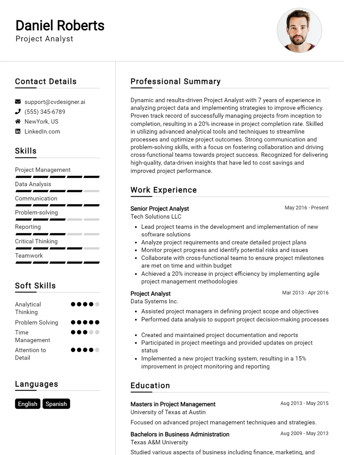 7 Project Analyst CV Examples And Free Templates For 2026 Preview