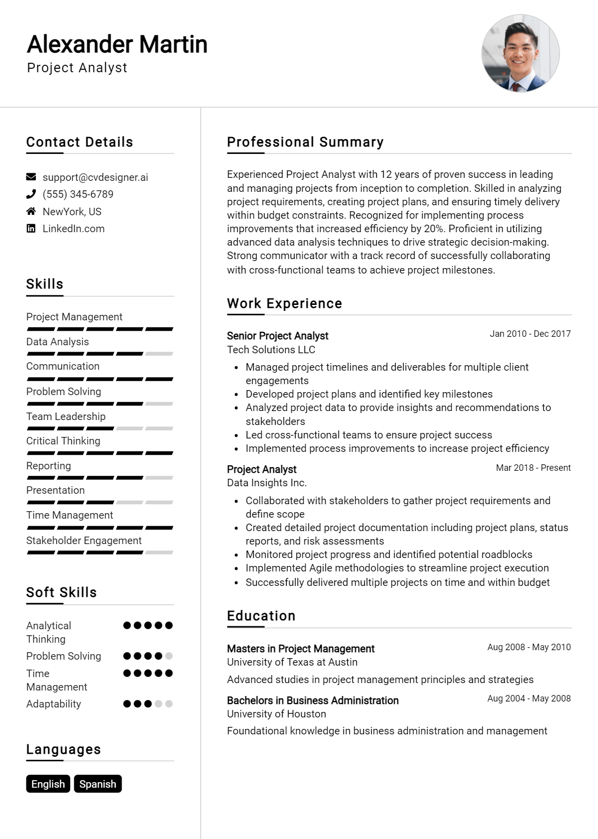 Project Analyst Resume Example for 2026: Best Writing Tips Preview