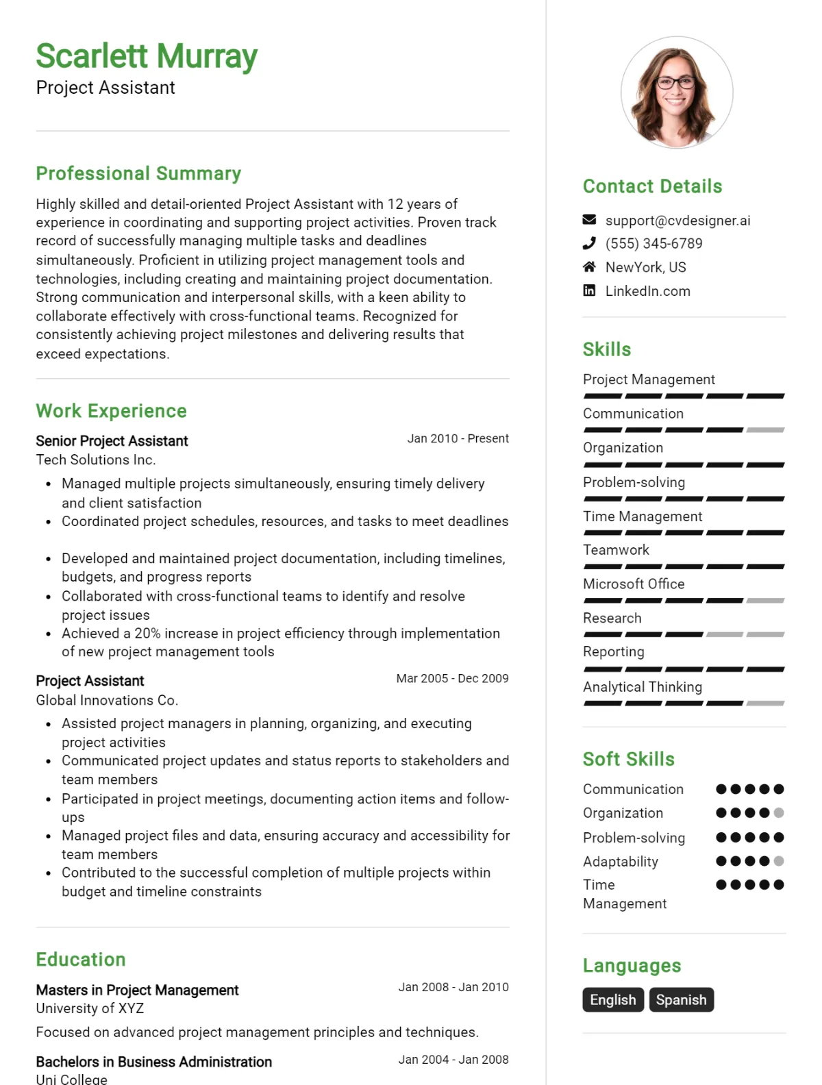 Project Assistant CV Example For 2026: Free Downloadable Templates Preview