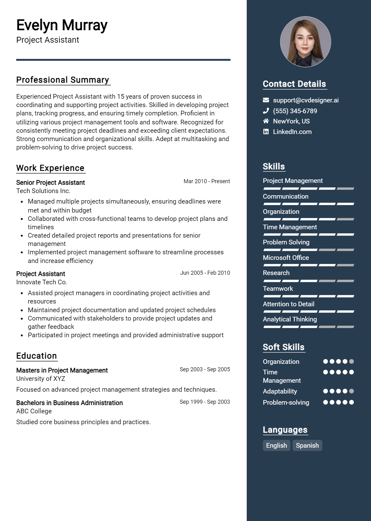 Project Assistant Resume Example for 2026: How to Create a Professional CV Preview