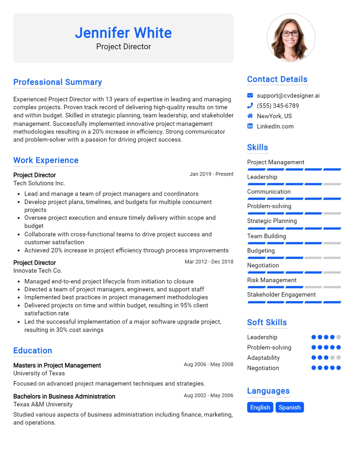Project Director CV Example For 2026: Top Tips & Samples Preview