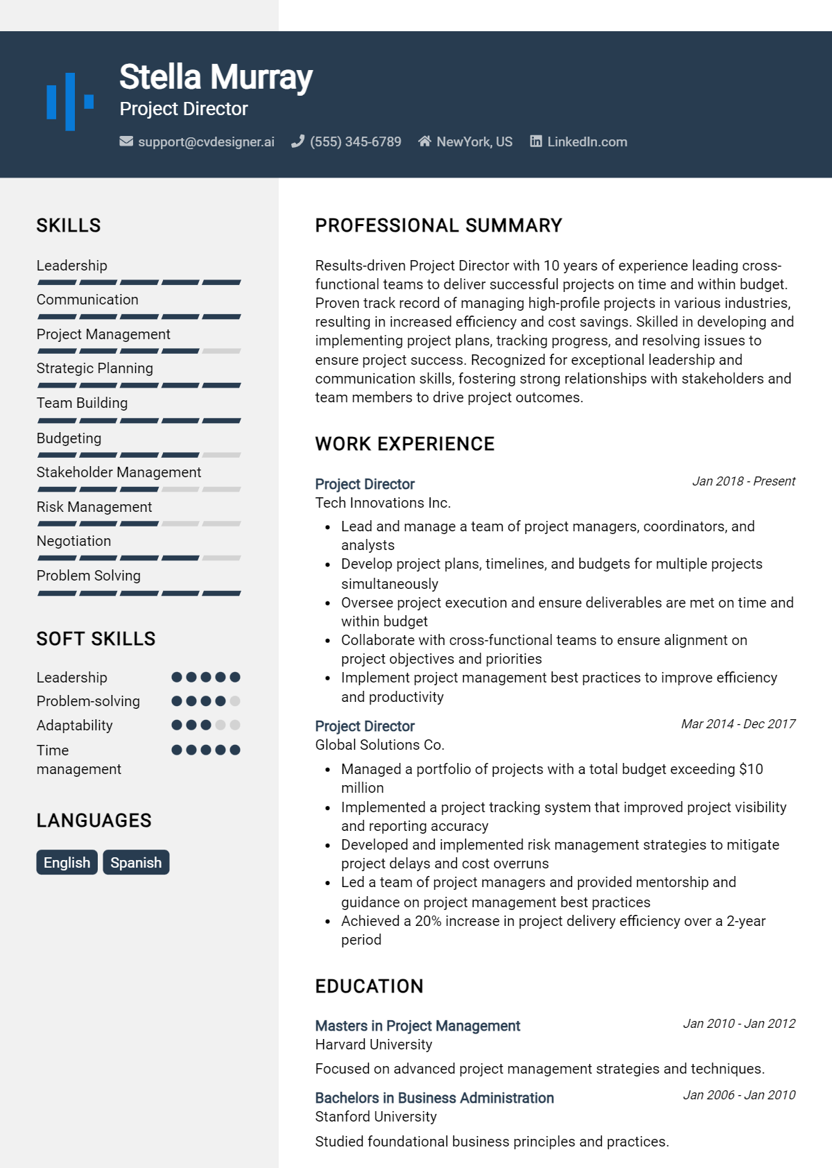 28 Project Director Resume Examples for 2026: Resume Guide Preview