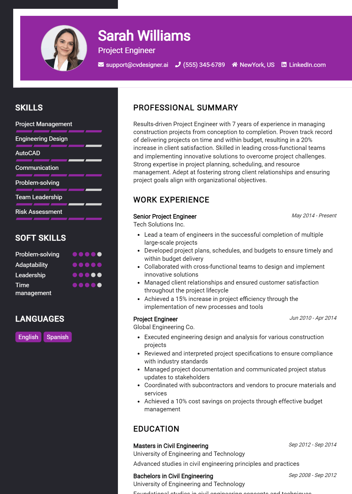 Project Engineer Resume Example for 2026: How to Craft a Winning CV Preview