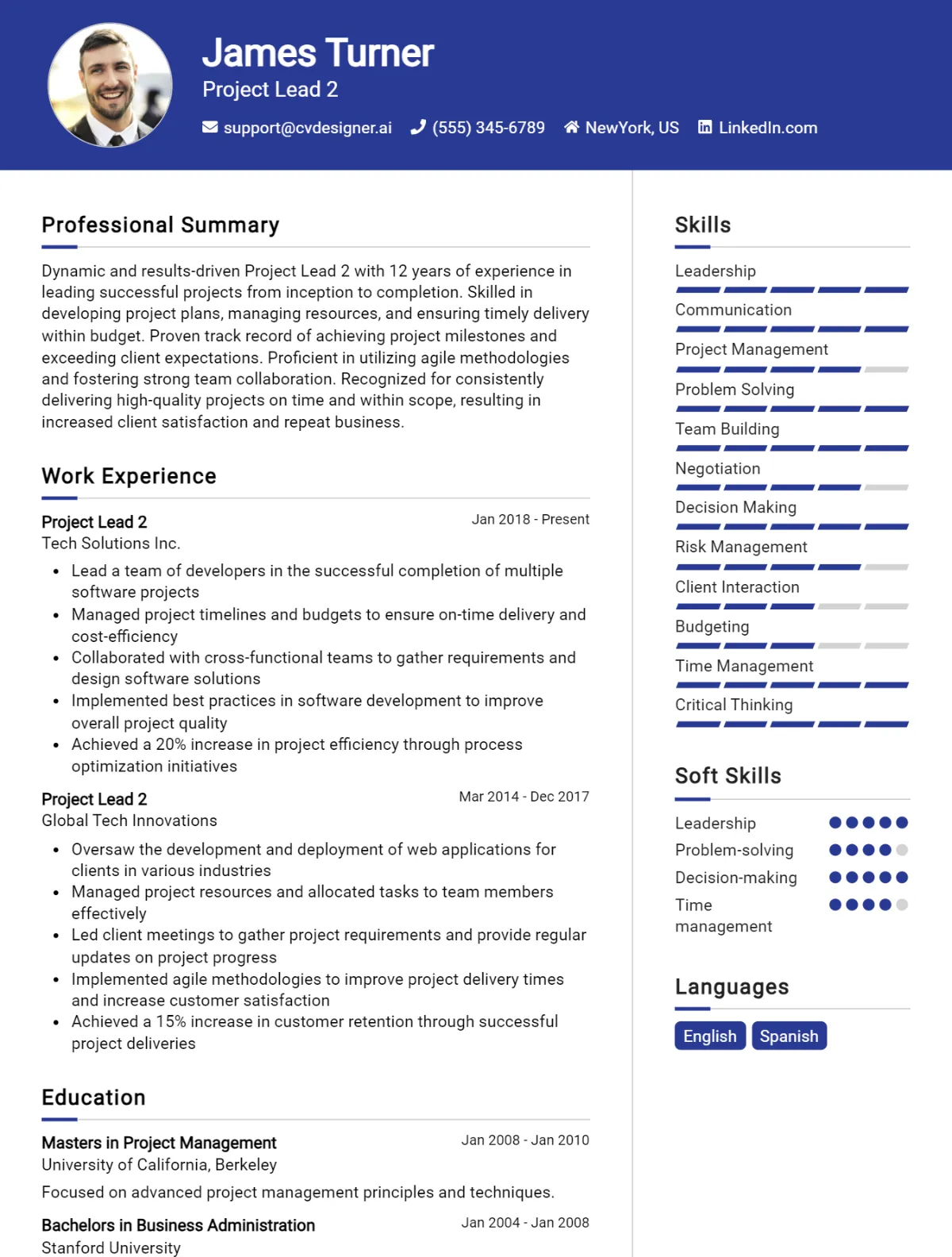 Project Lead CV Example For 2026: Best Tips & Templates Preview