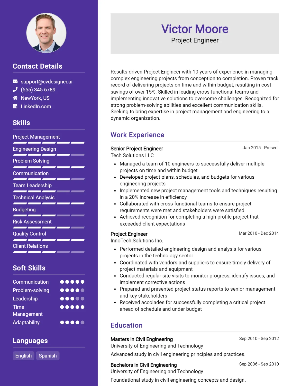 Project Engineer CV Example For 2026: Best Writing Guide Preview