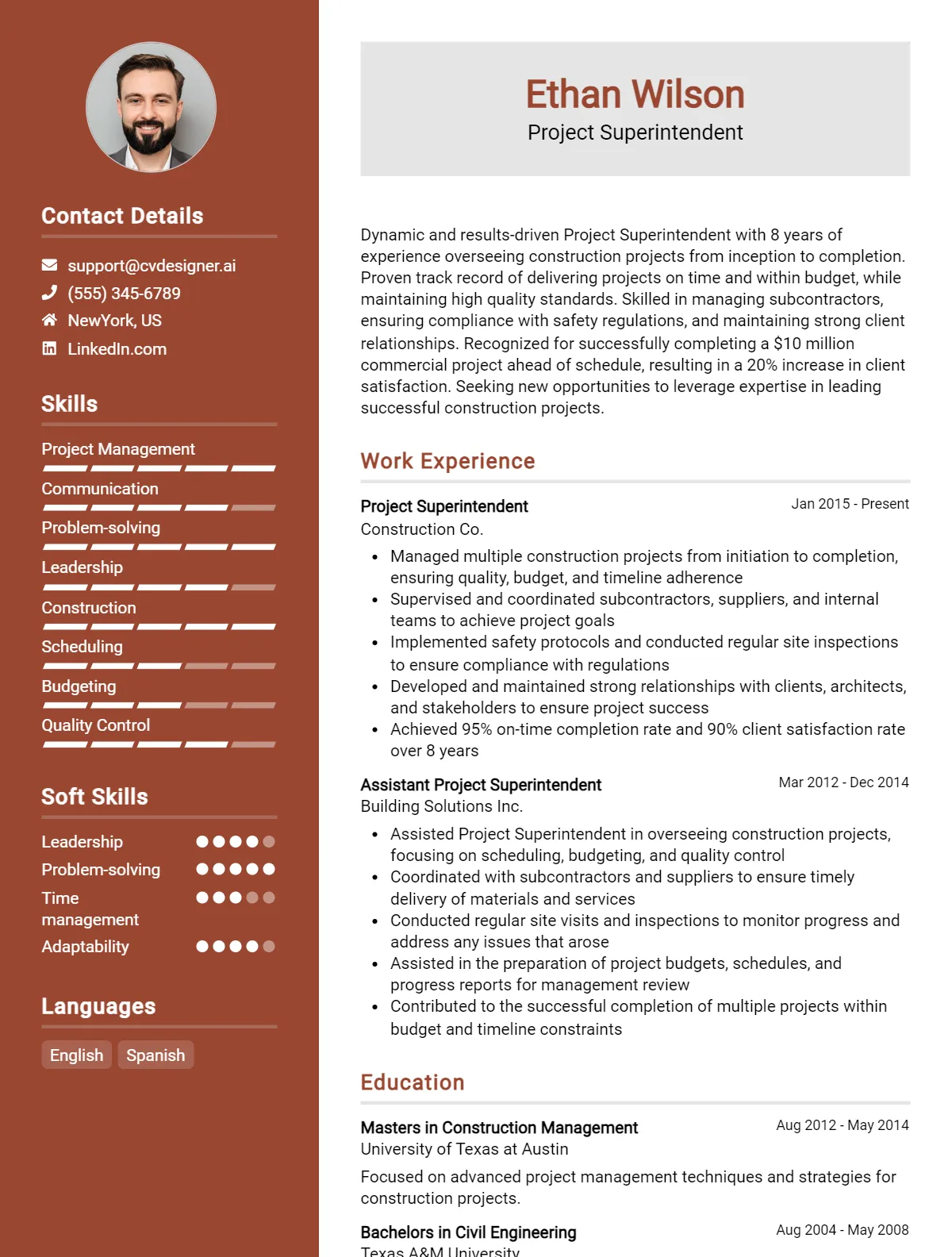 Project Superintendent CV Example For 2026: Strategies & Templates Preview