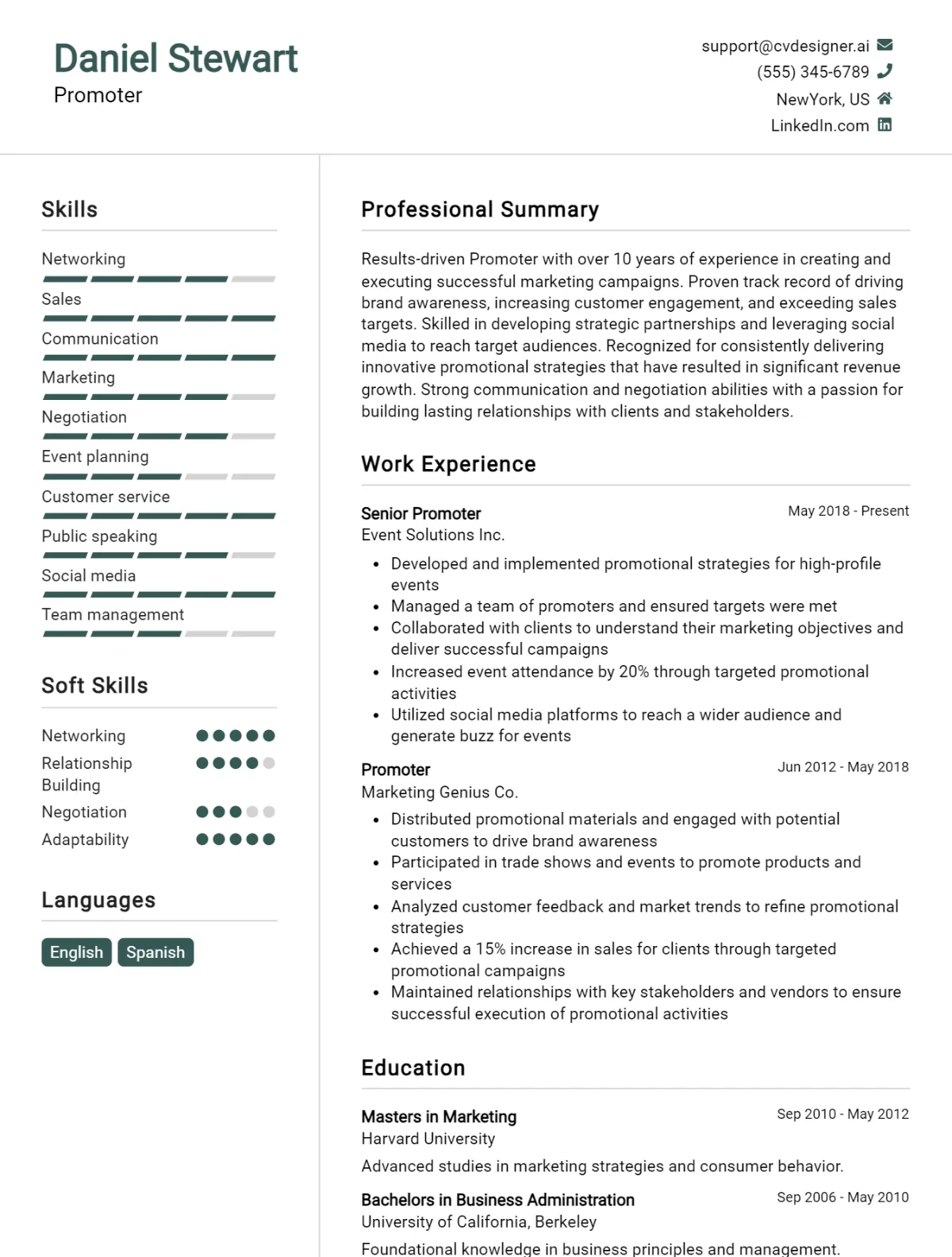 Promoter CV Example For 2026: Strategies & Templates Preview