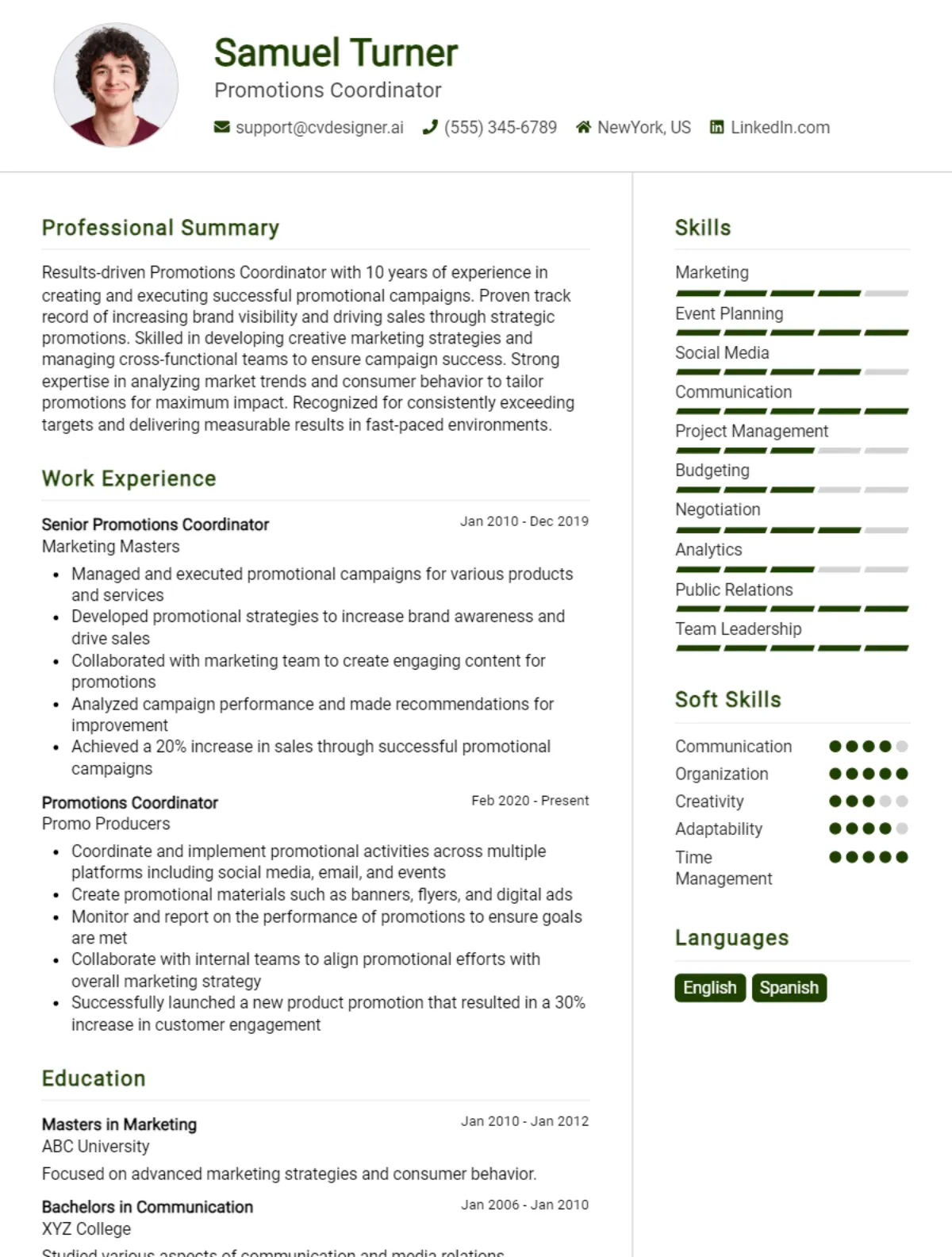 Promotions Coordinator CV Example For 2026: Tips to Stand Out Preview