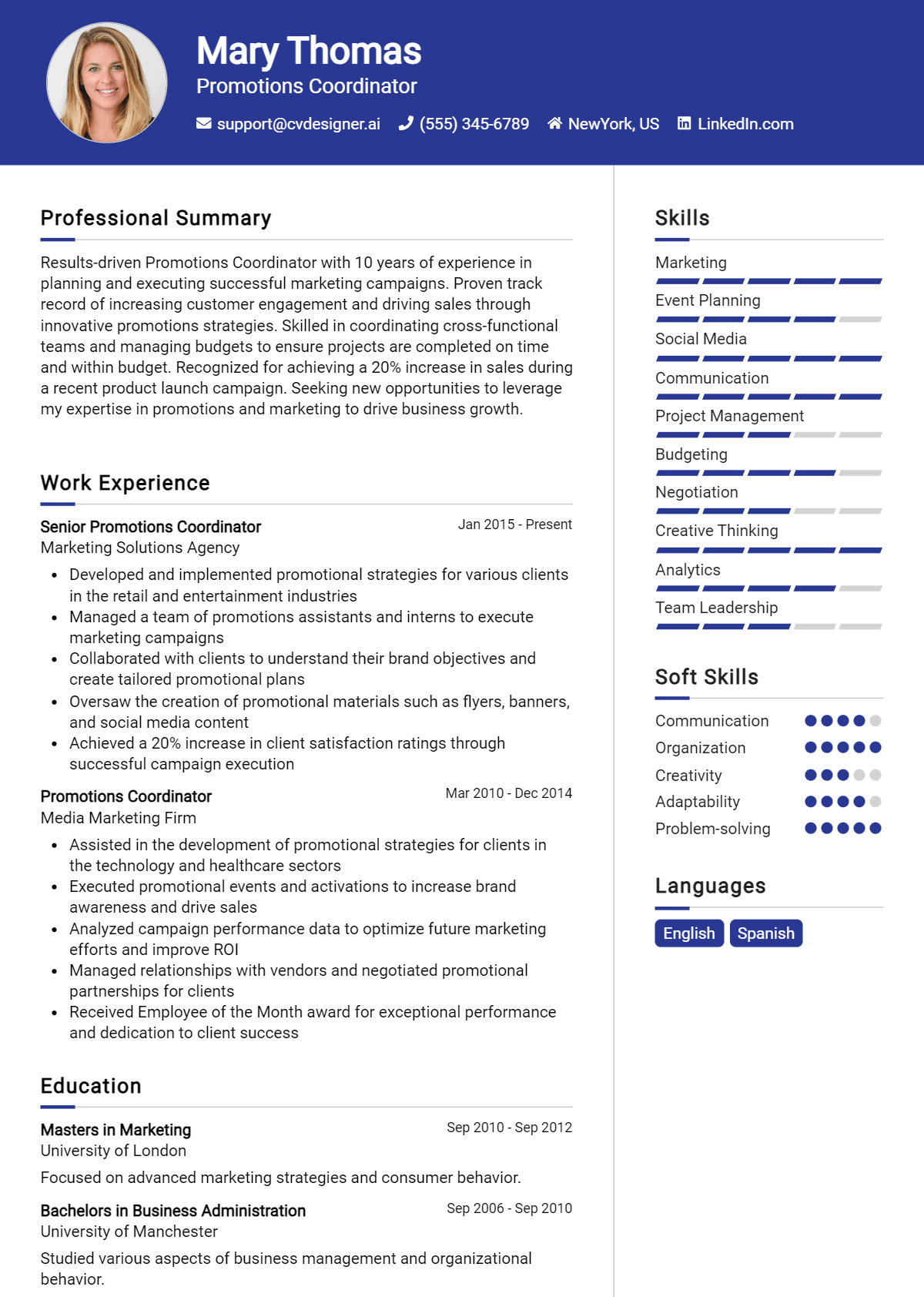Promotions Coordinator Resume Example for 2026: Expert Tips Preview