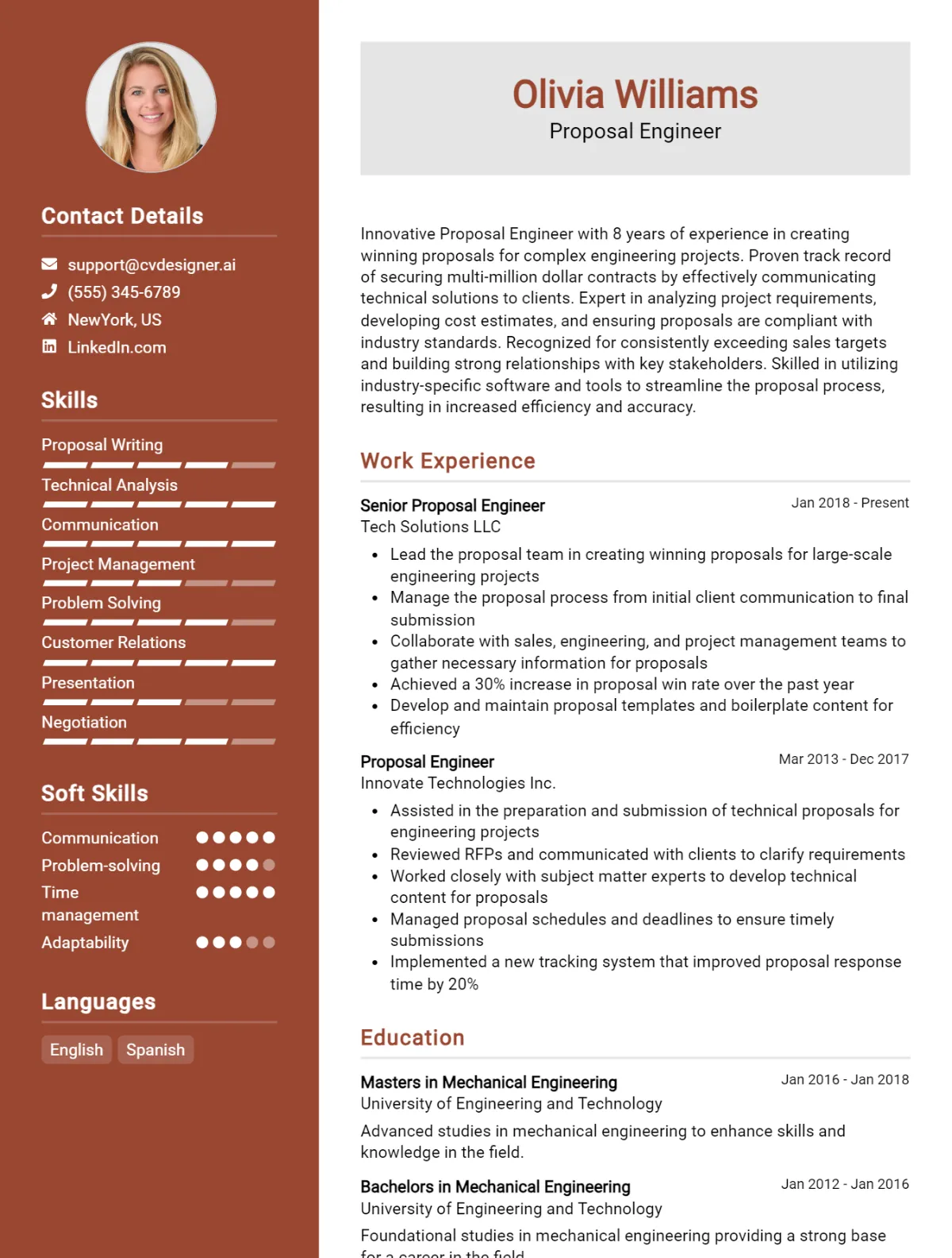 Proposal Engineer CV Example For 2026: Top Tips & Samples Preview