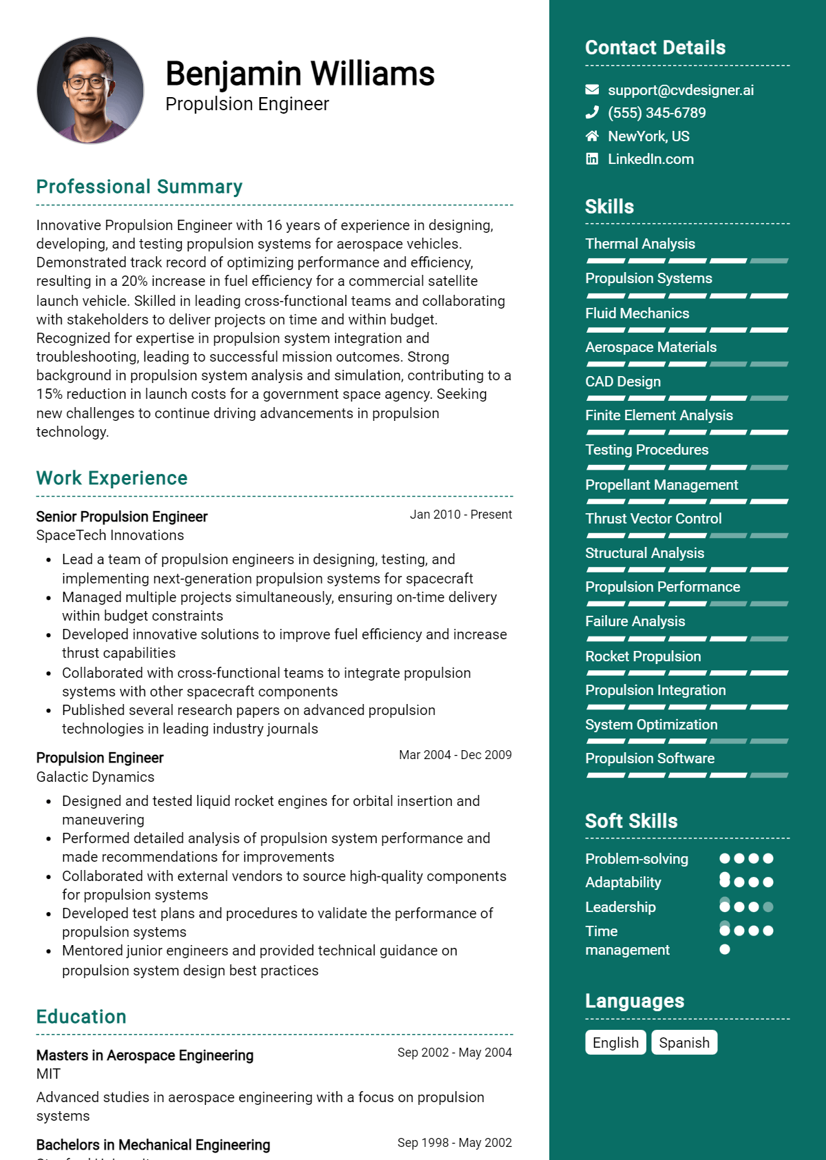 Propulsion Engineer Resume Example for 2026: How to Create a Professional CV Preview