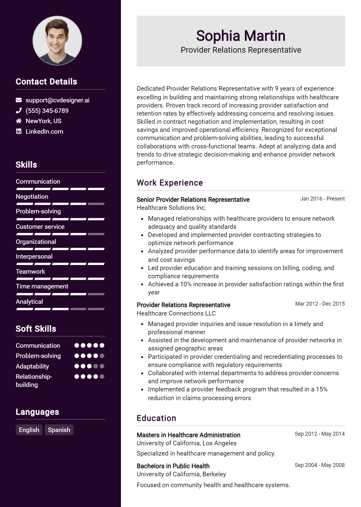 Provider Relations Representative Resume Example for 2026: Tips & Templates Preview