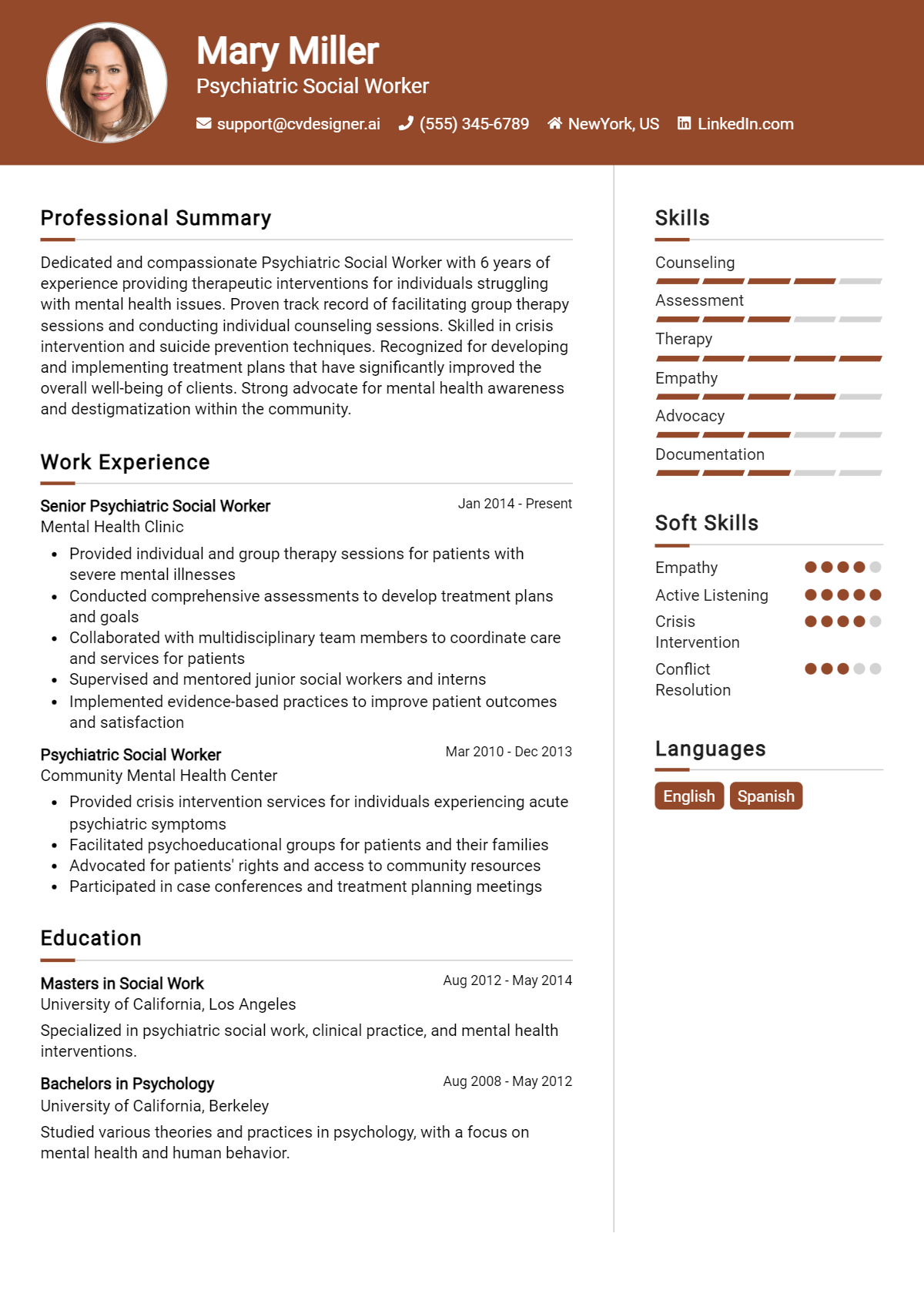 Psychiatric Social Worker Resume Example for 2026: Best Writing Guide Preview