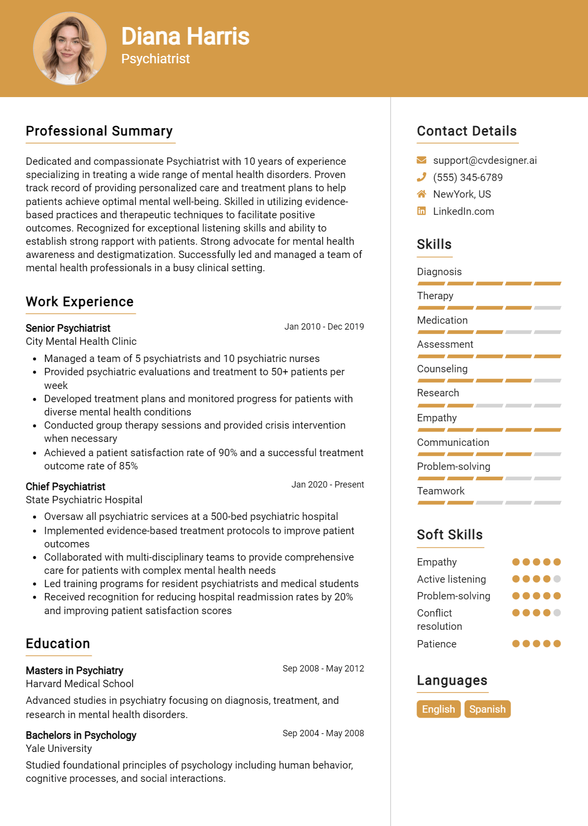 Psychiatrist Resume Example for 2026: Top CV Skills Preview