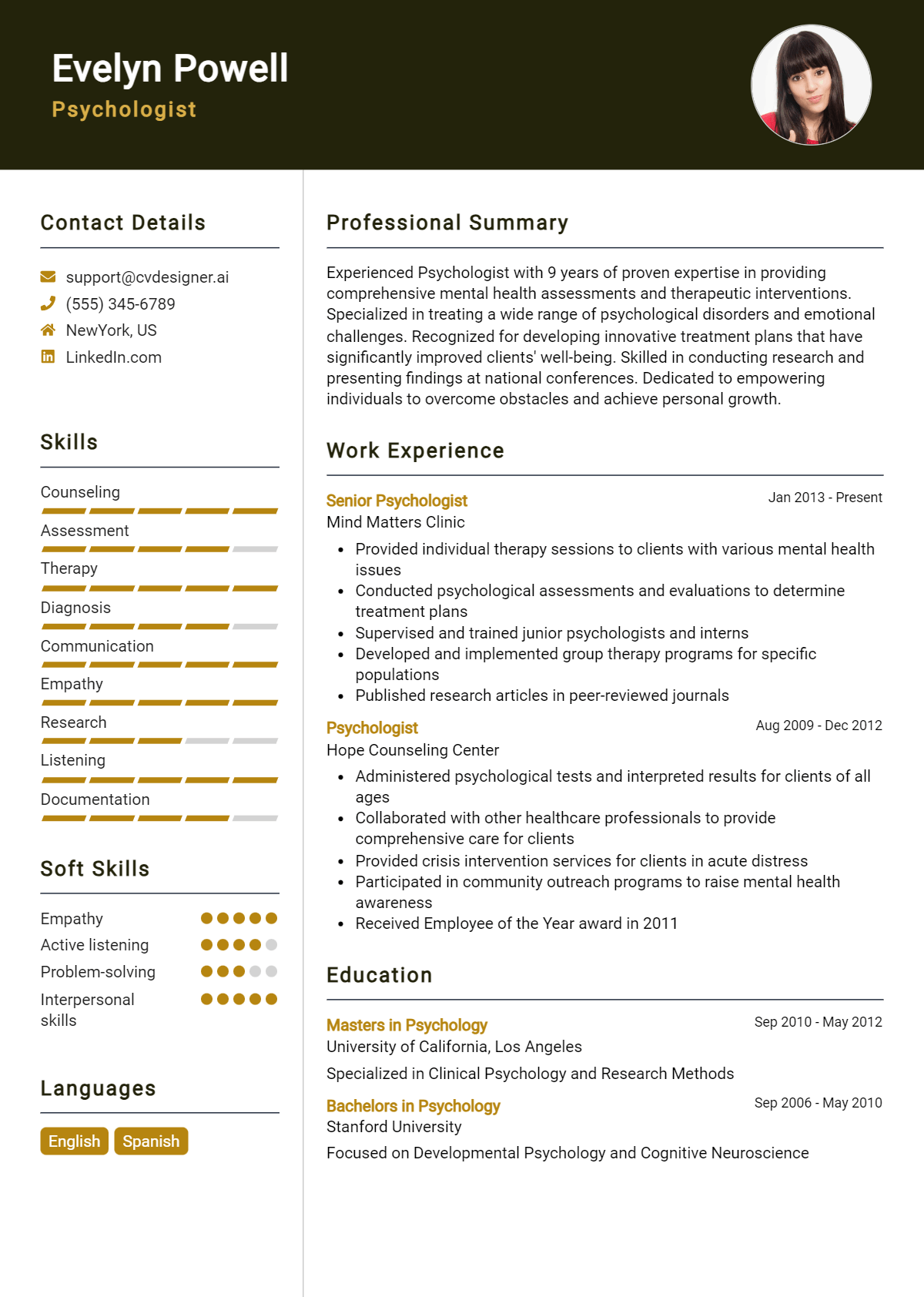Psychologist Resume Example for 2026: Free Downloadable Templates Preview