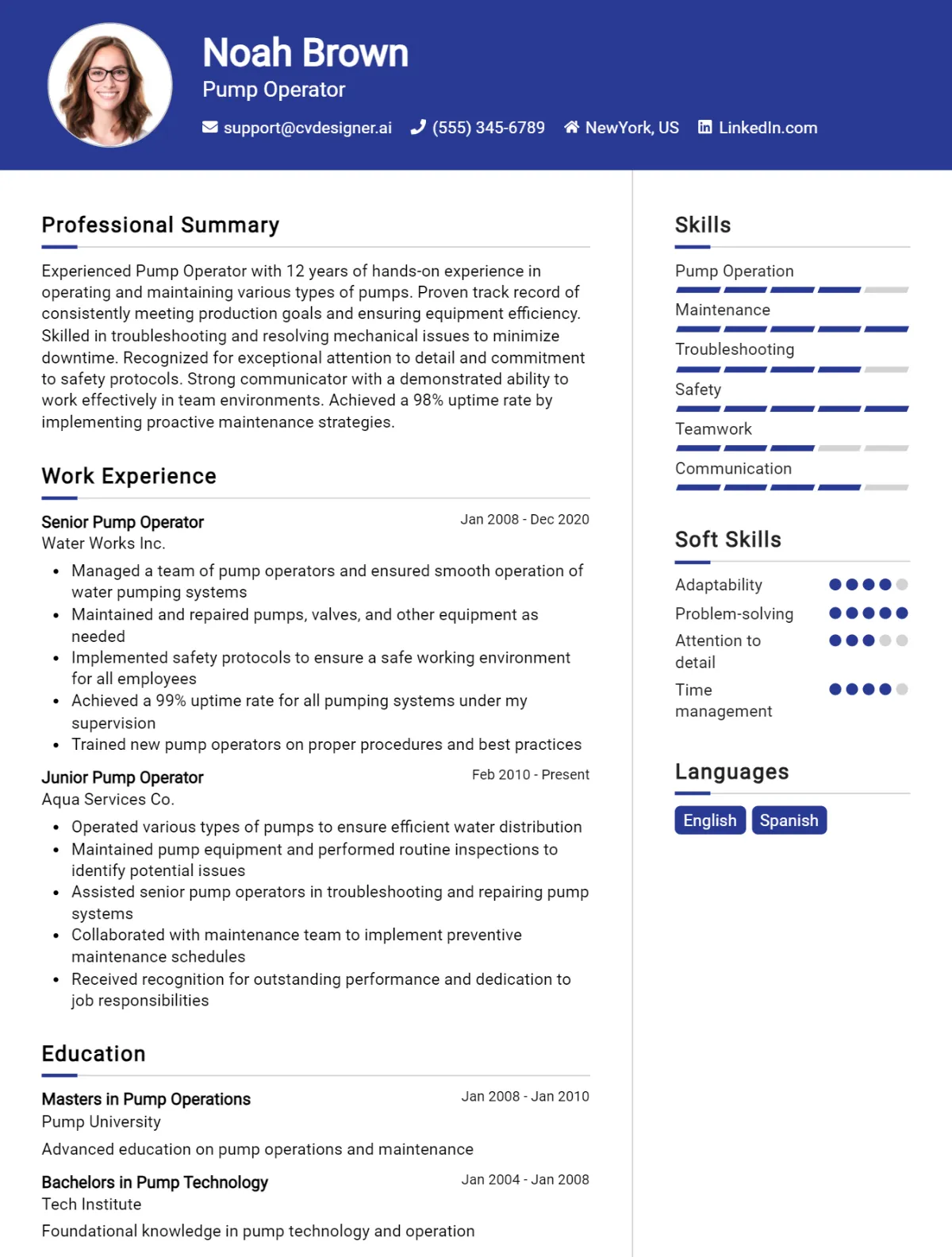 Pump Operator CV Example For 2026: Expert Tips & Templates Preview