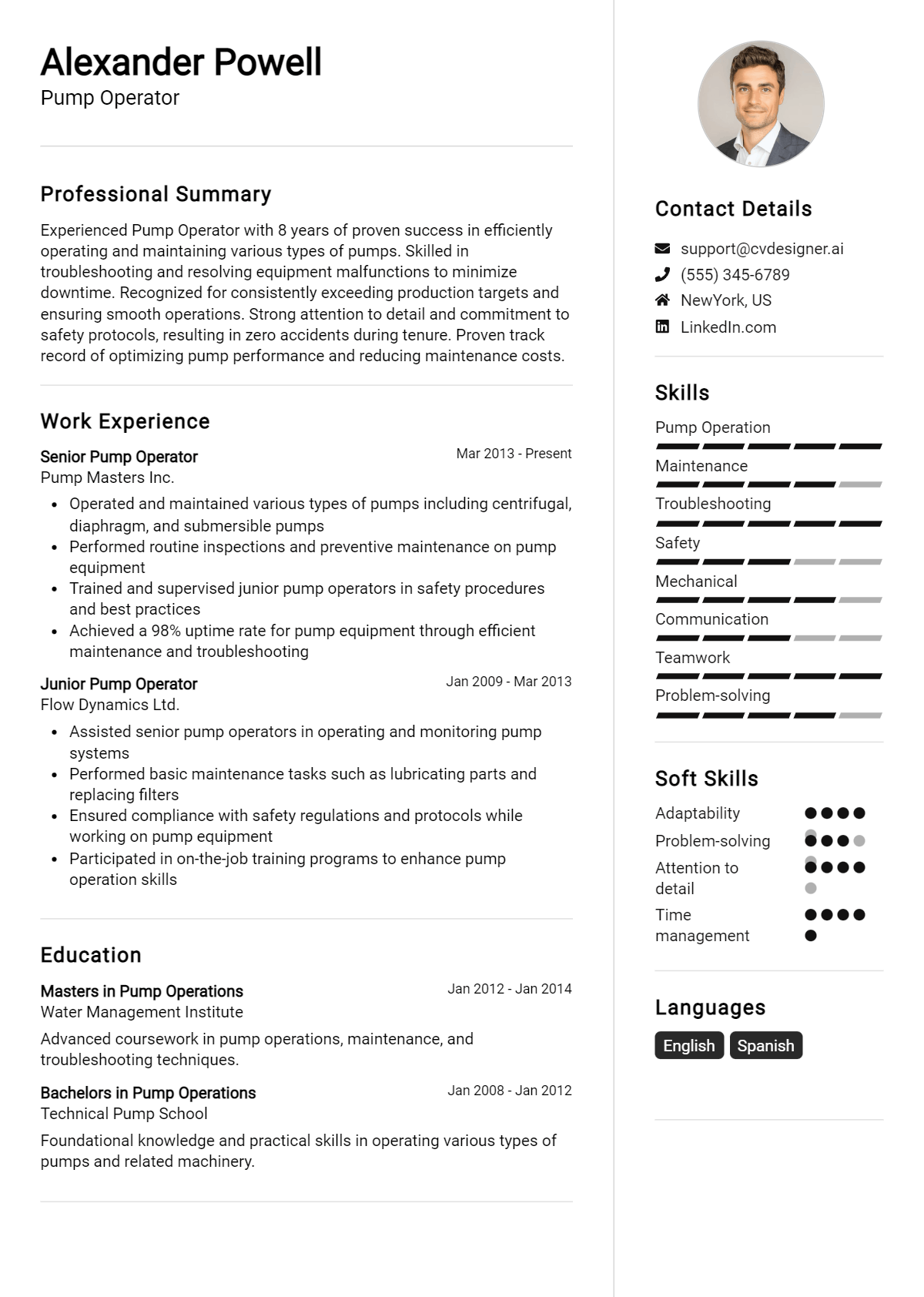 Pump Operator Resume Example for 2026: Best Tips & Templates Preview